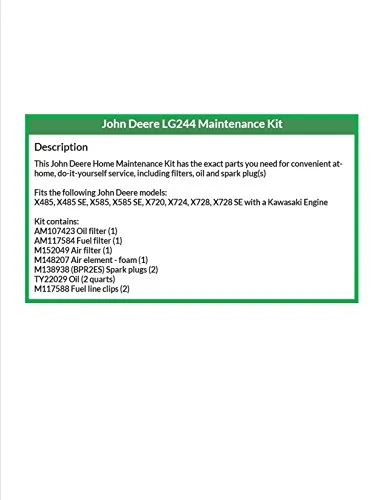 John Deere Parts Maintenance Kit LG244 41Hahqtigzl product image