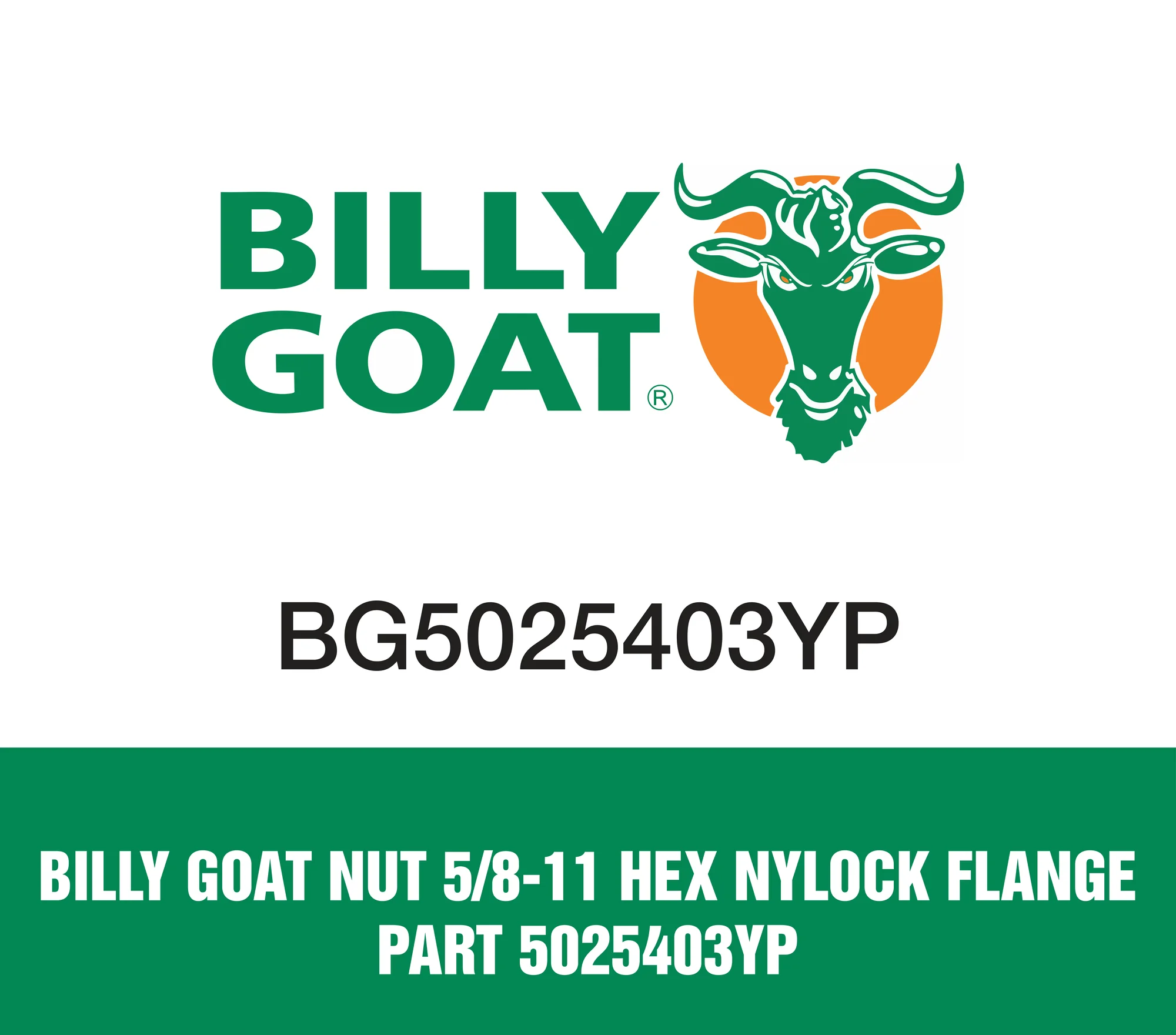 Billy Goat Nut 5 8 11 Hex Nylock Flange Part 5025403yp