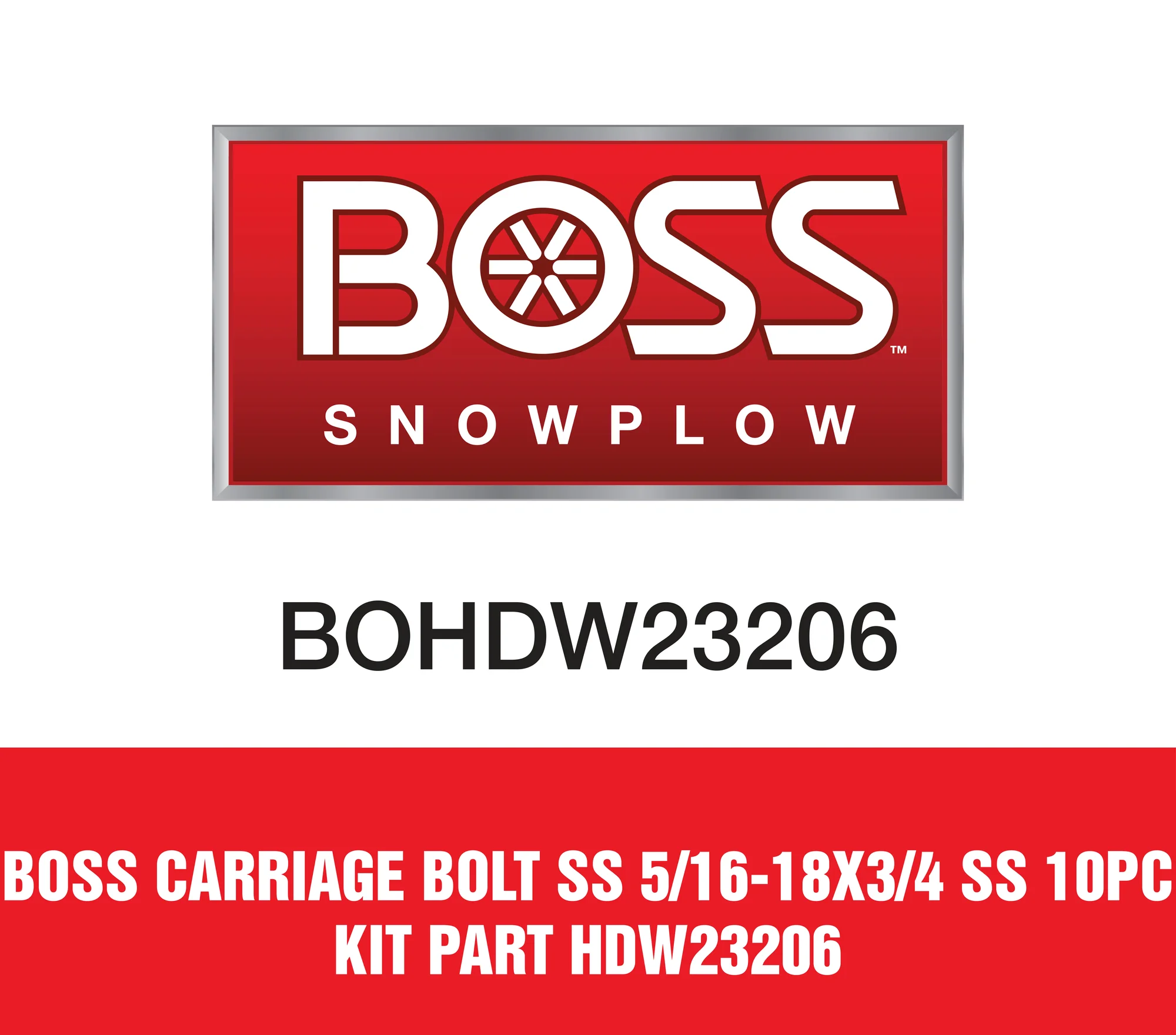 Boss Carriage Bolt Ss 5 16 18x3 4 Ss 10pc Kit Part Hdw23206