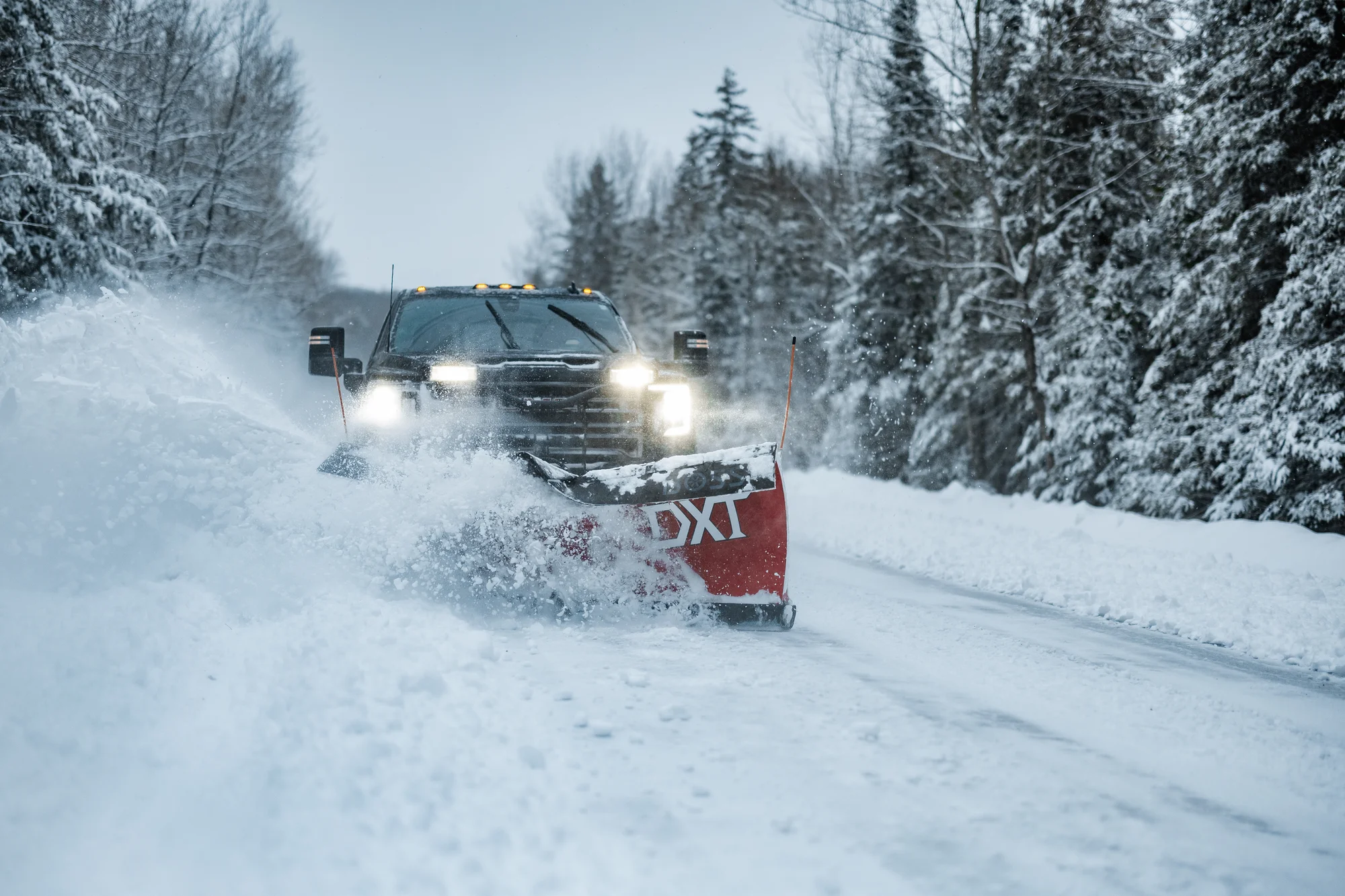 Boss Dxt Steel Plow 8 Ft 2 In Msc18082 Truck Front View Clearing Driveway product image