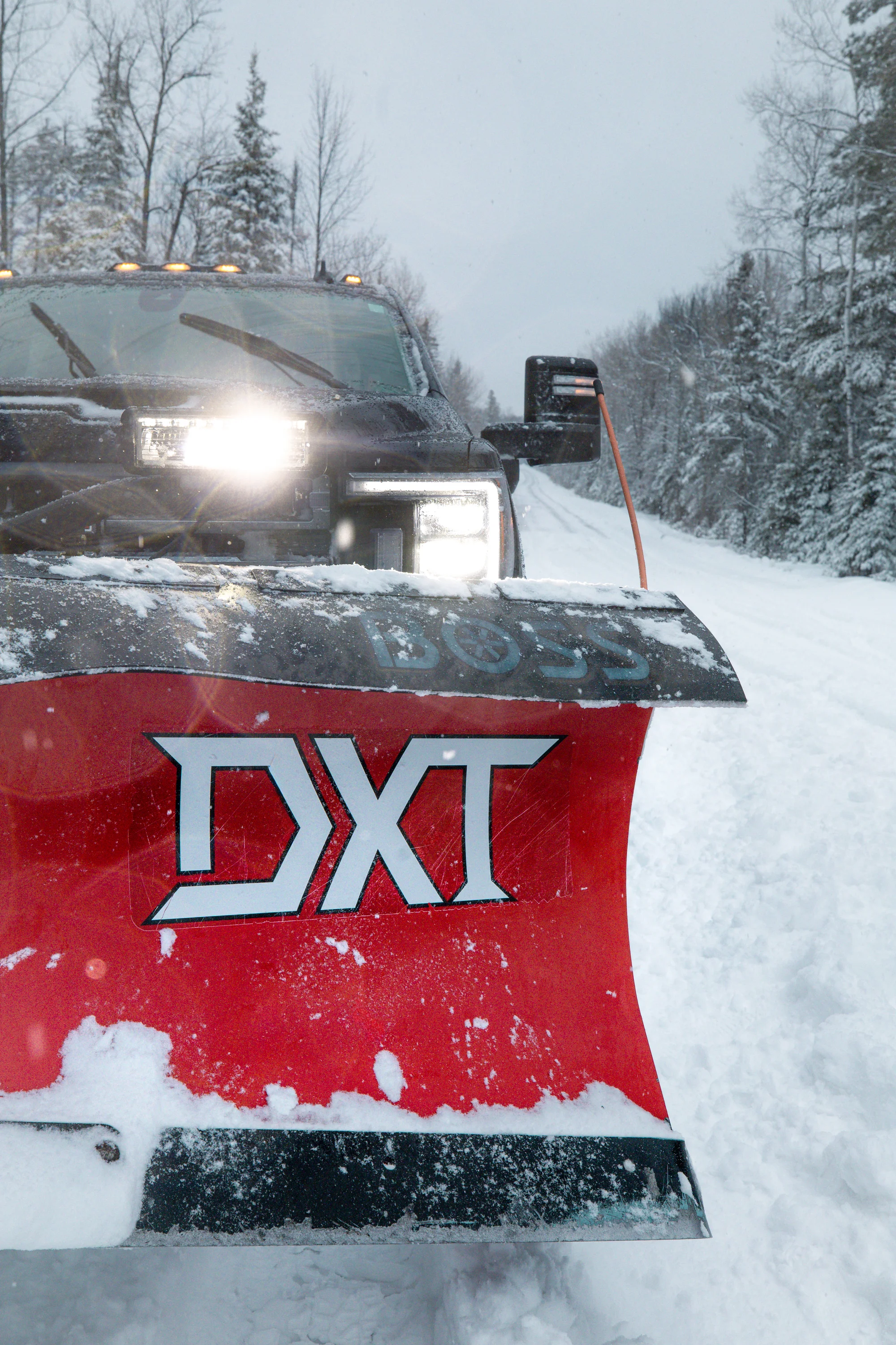 Boss Dxt Steel Plow 8 Ft 2 In Msc18082 Truck Front View Closeup product image