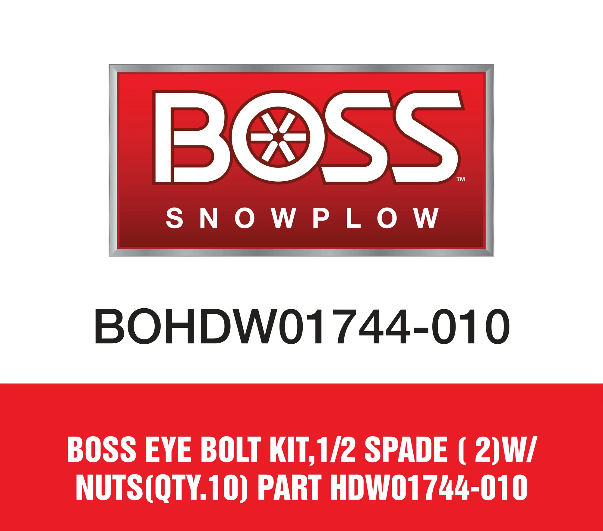 Boss Eye Bolt Set 1/2 inch 2 Bolt 2 Nut Part HDW01744
