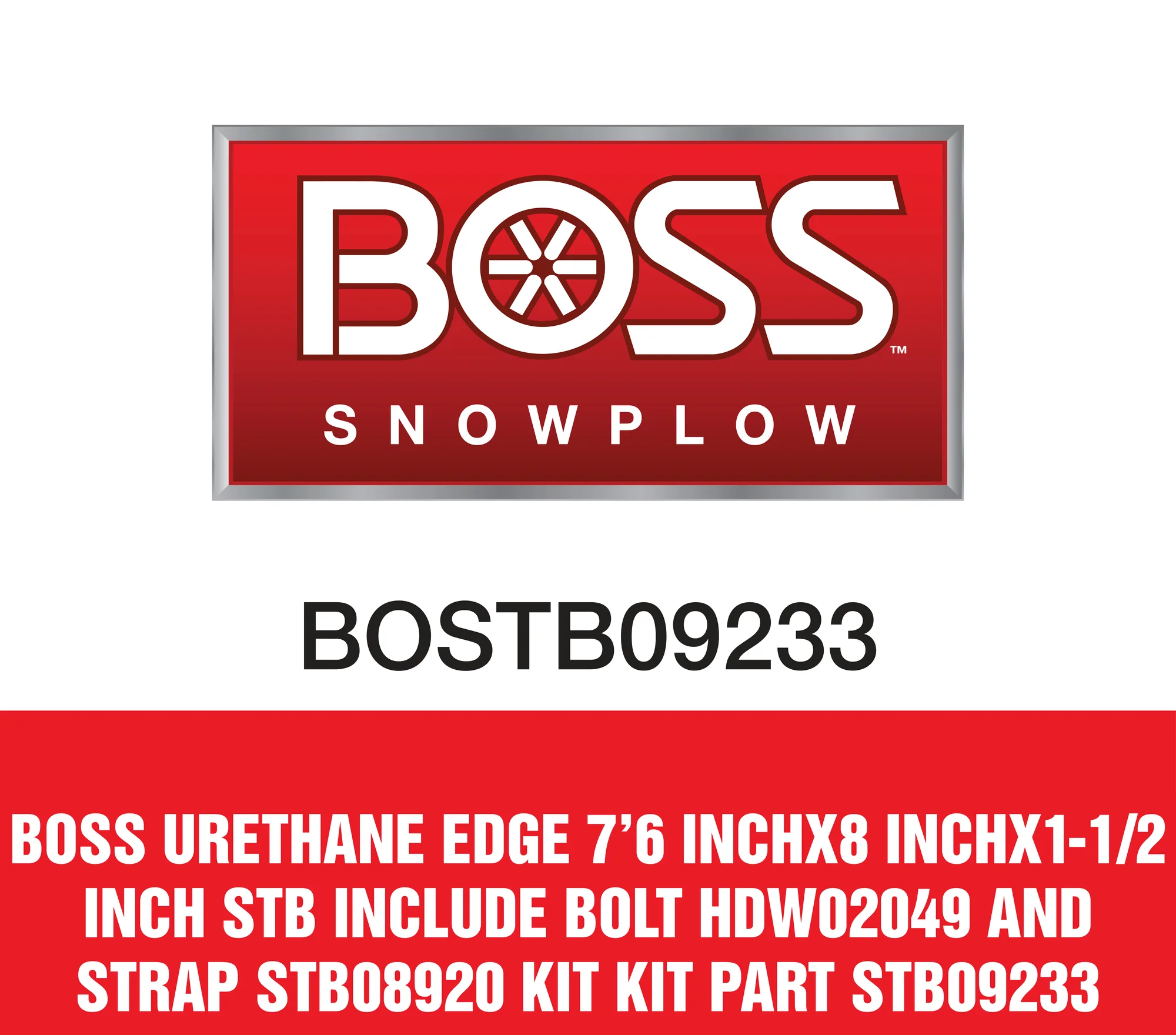 Boss 7 ft 6 STD and Super-Duty Straight-Blade Urethane Cutting Edge STB09233