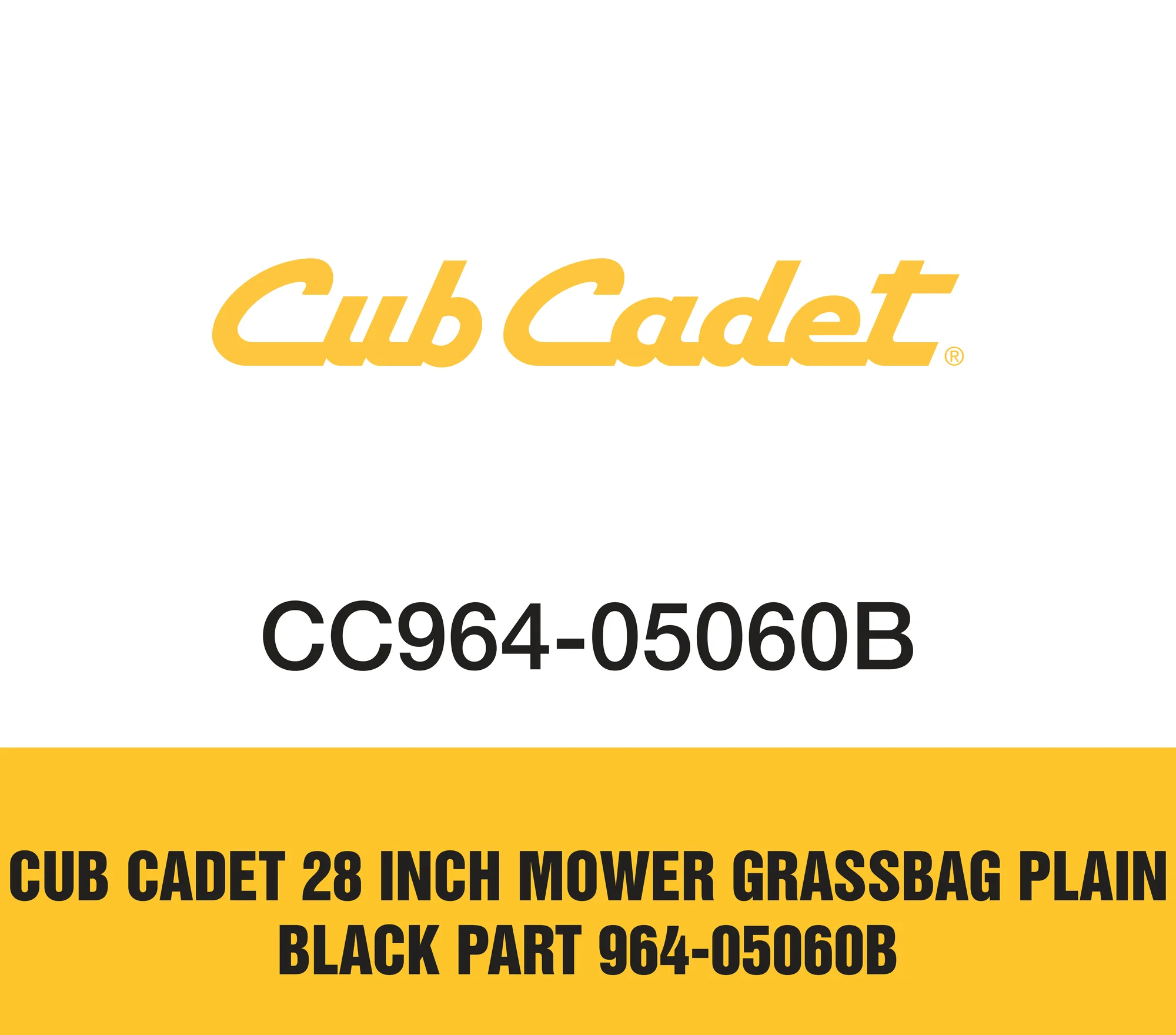 Cub Cadet 28 Inch Mower Grassbag Plain Black Part 964 05060b