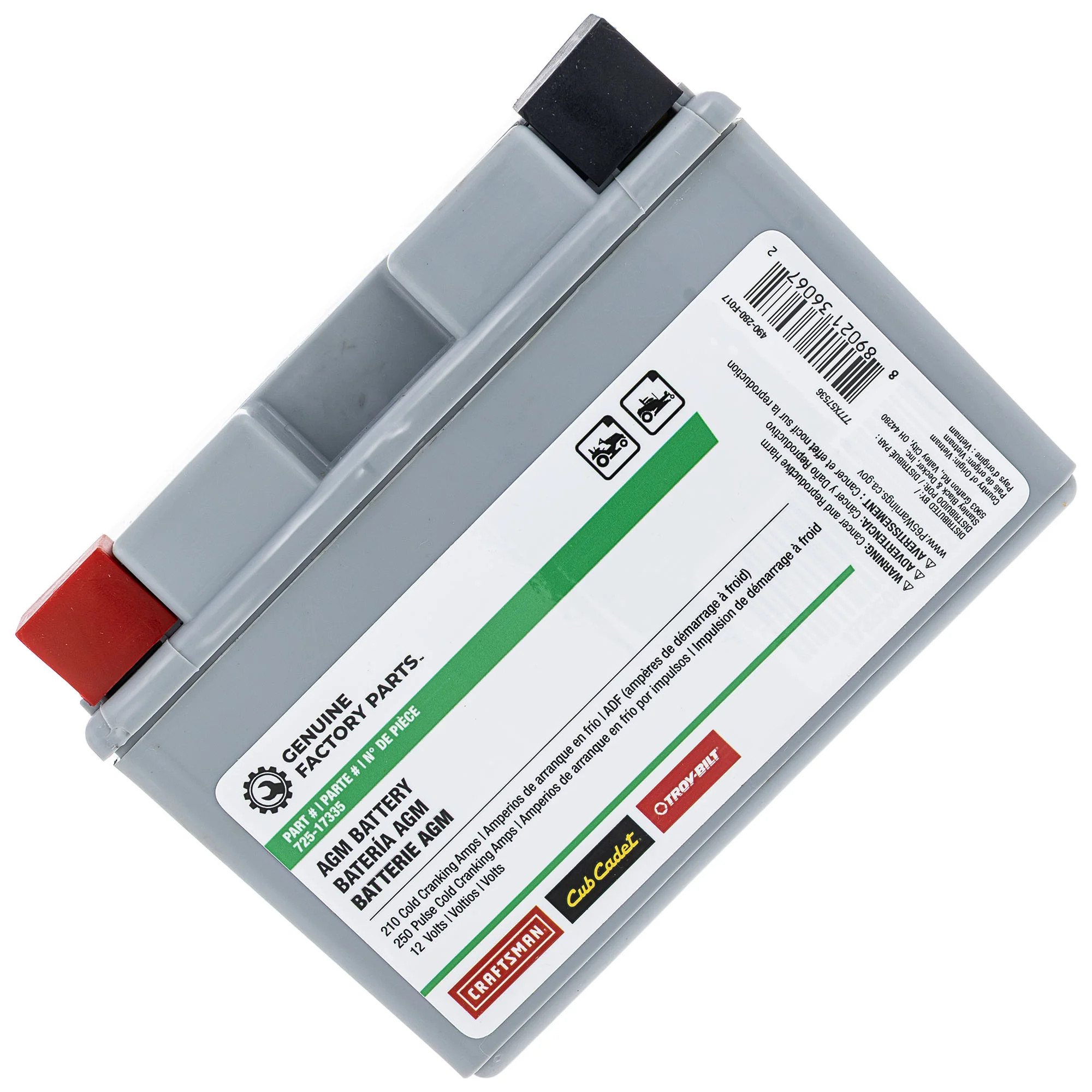 Cub Cadet Part 12-Volt AGM Battery 210 CCA 490-280-F017