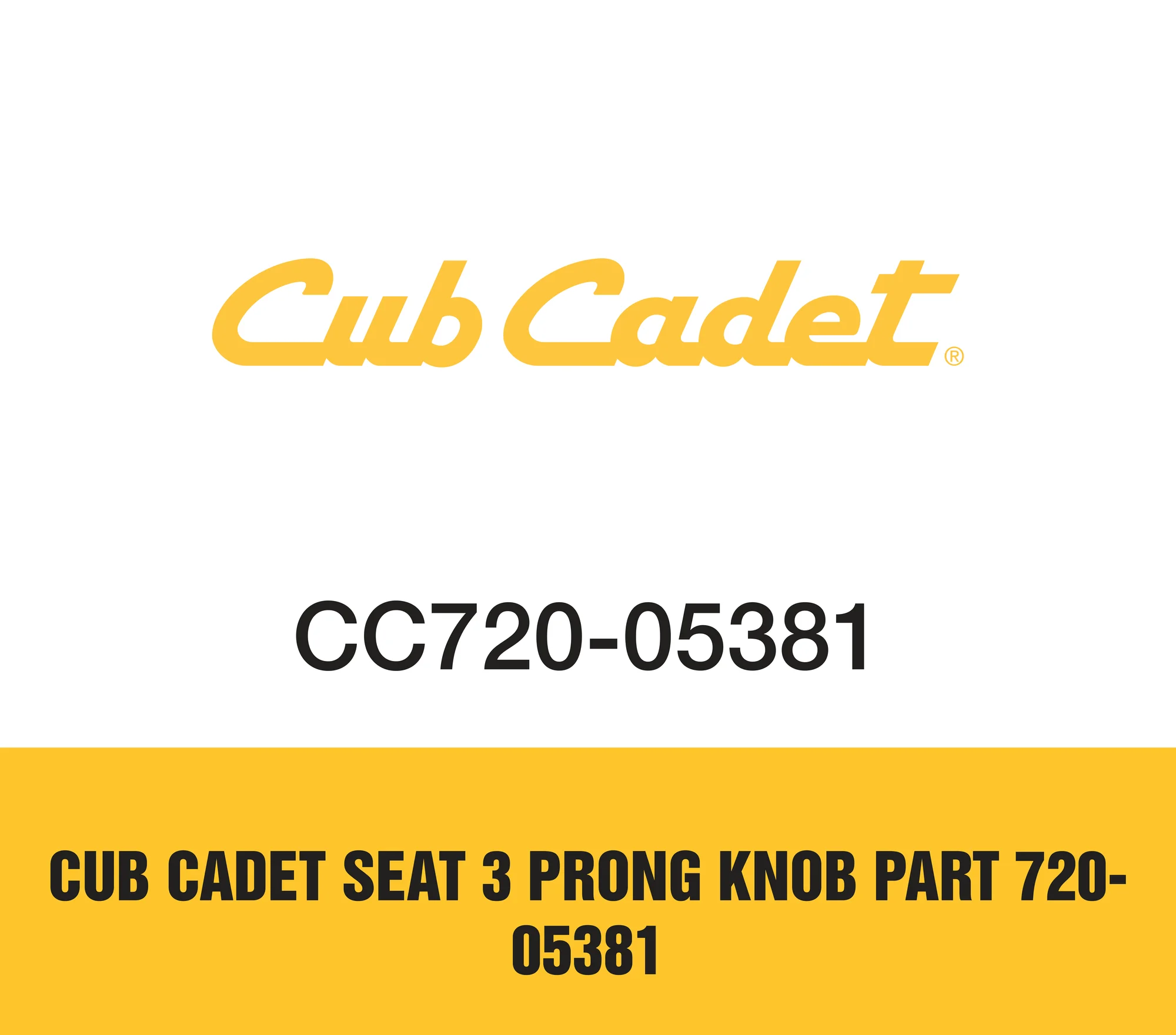 Cub Cadet Seat 3 Prong Knob Part 720 05381