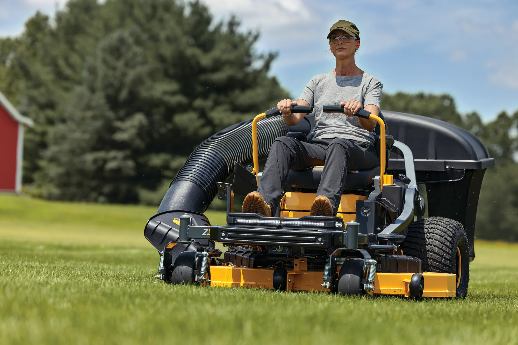 Cub Cadet Ultima Series Z Zero Turn Rider Z3 54 Cub Cadet Ultima Series Z Zero Turn Rider Z3 54 Front View Closeup Man Cutting Grass product image