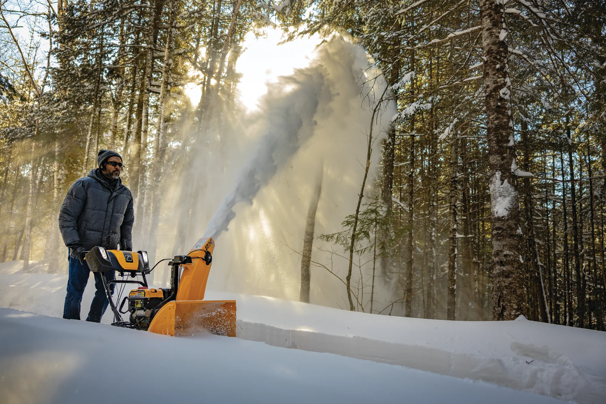 Cubcadet 2X Series Two Stage Snow Blower 2X26 Egov Man Clearing Driveaway Wide Angle product image
