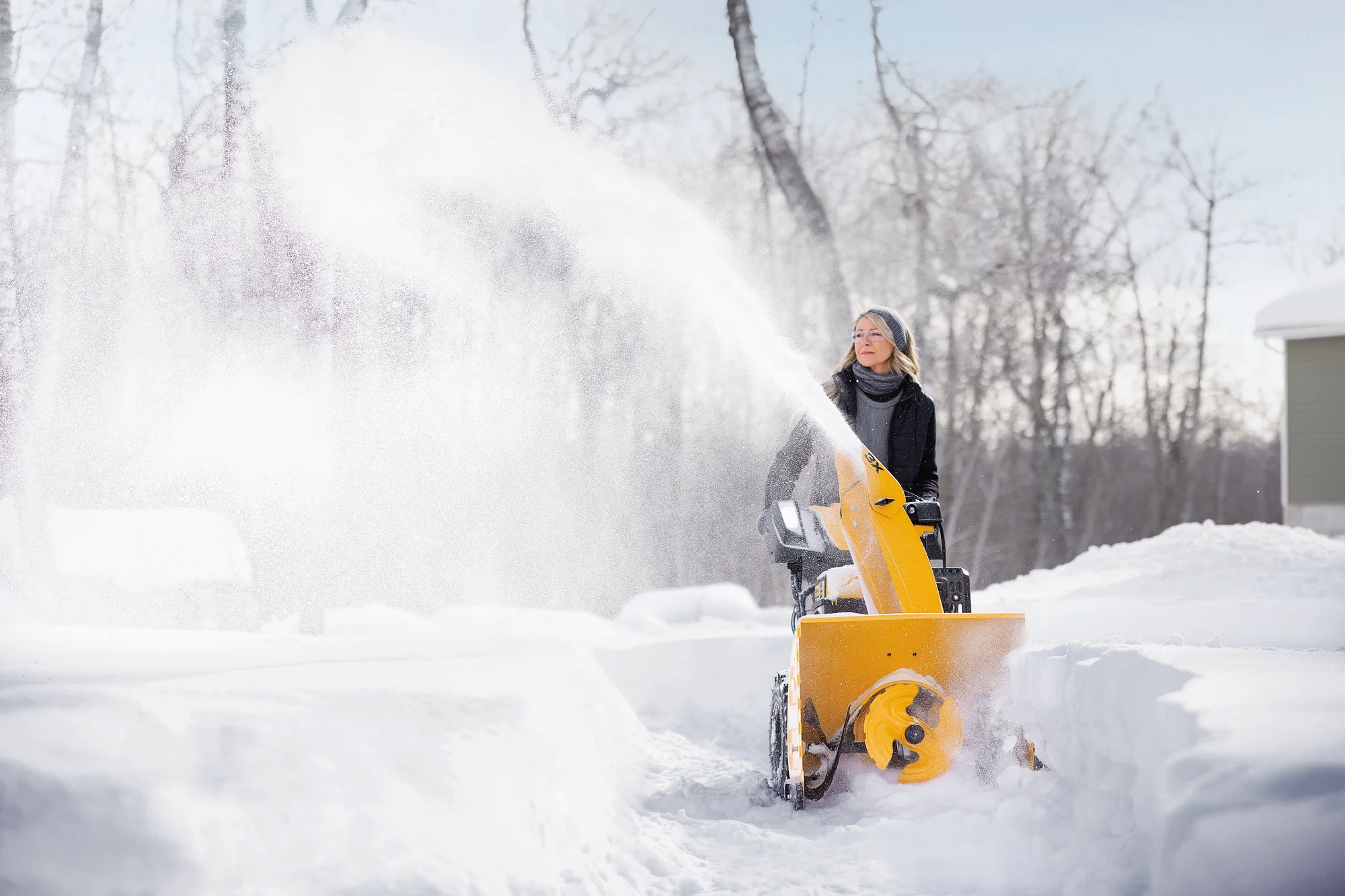 Cub Cadet Three Stage INTELLIPOWER Snow Blower 3X 26 Cubcadet 3X Series Three Stage Snow Blower 3X26 Egov Woman Clearing Driveway Front View product image