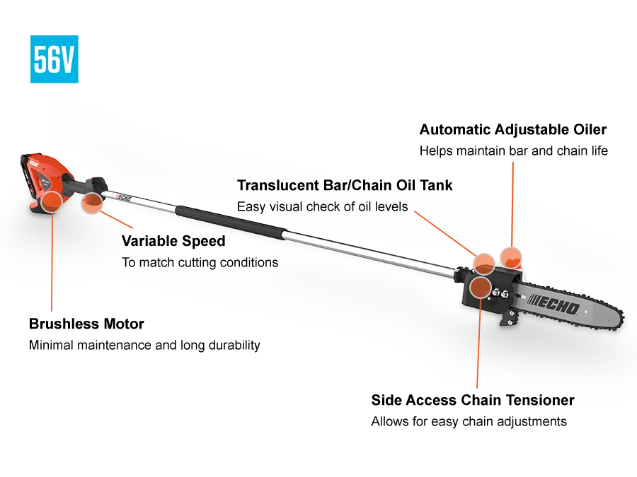 ECHO 56V Series Pole Pruners High Power Battery Motor feature image