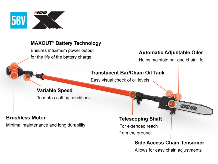 ECHO 56V Series Pole Pruners Tool Free Chain Tensioning feature image