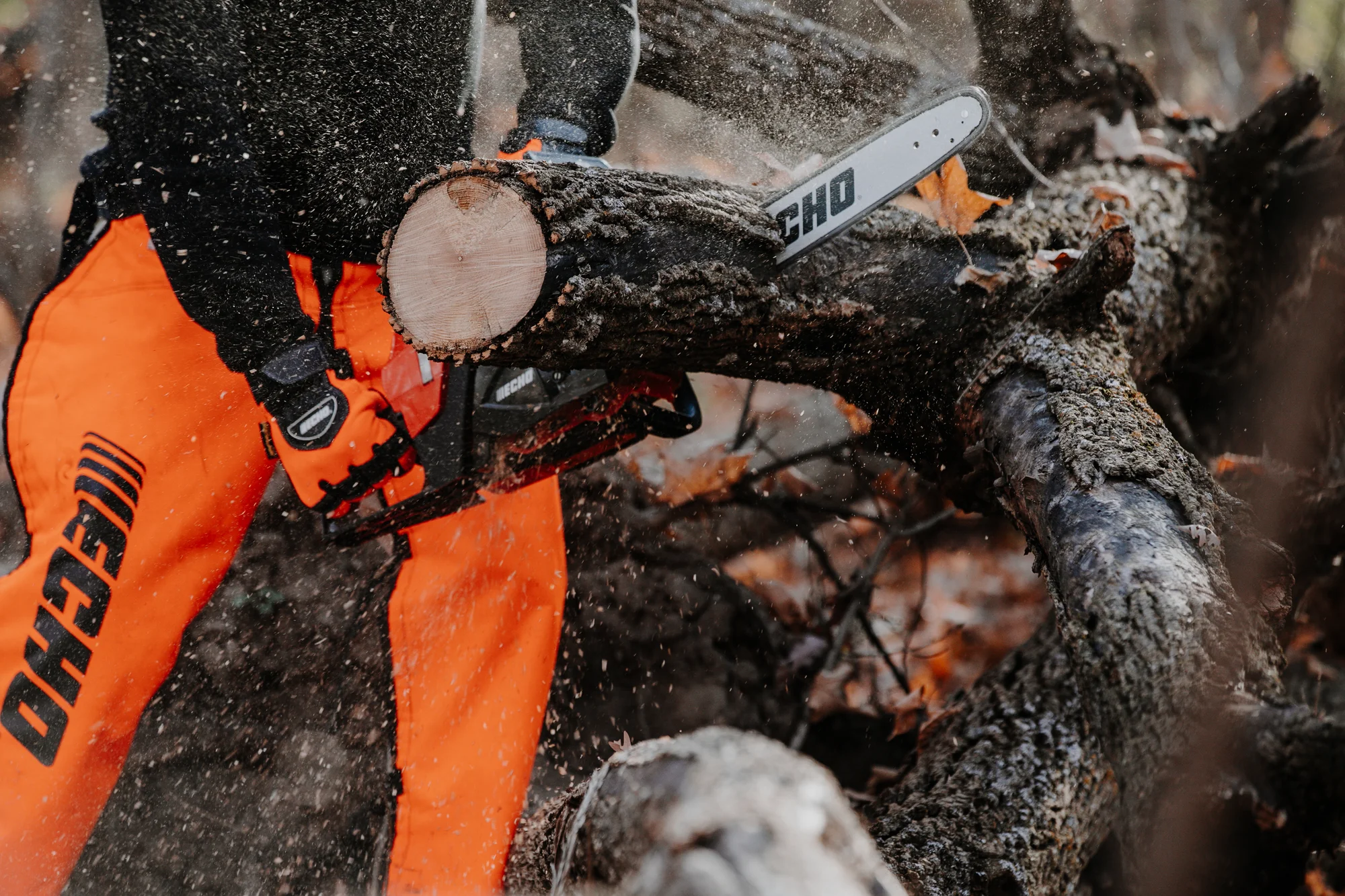 Echo Chainsaw Cs 3410 16 Man Cutting Branch Closeup product image