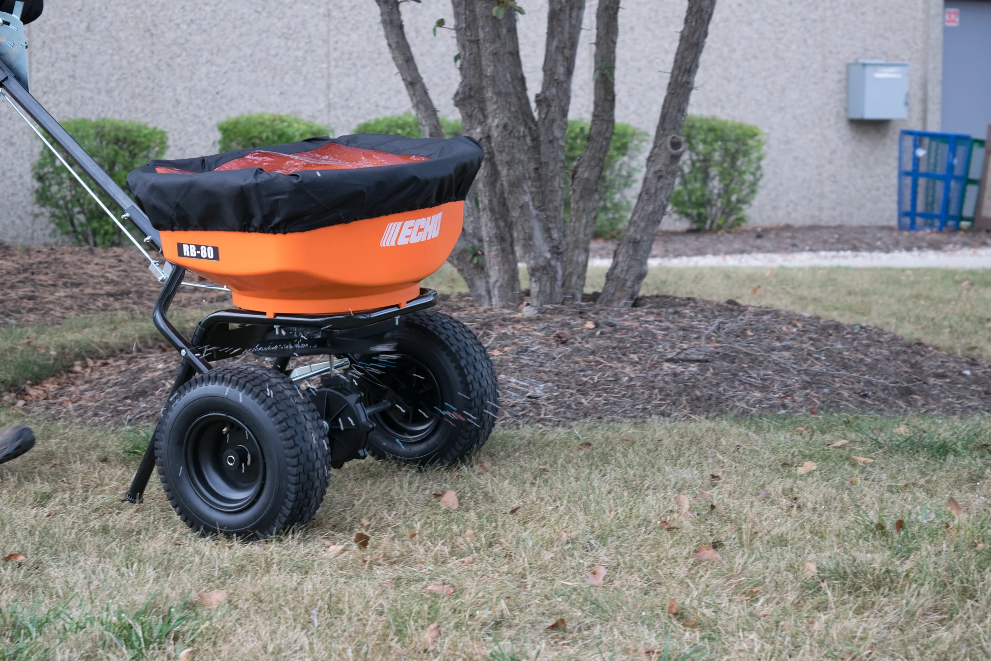 Echo Broadcast Spreader RB-85W Echo Rb Series Spreader Rb 85W Fall Seed Spreading Angle View product image