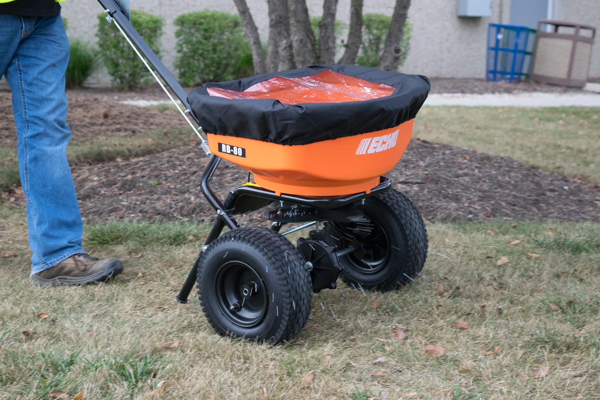Echo Rb Series Spreader Rb 85W Fall Seed Spreading Side View product image