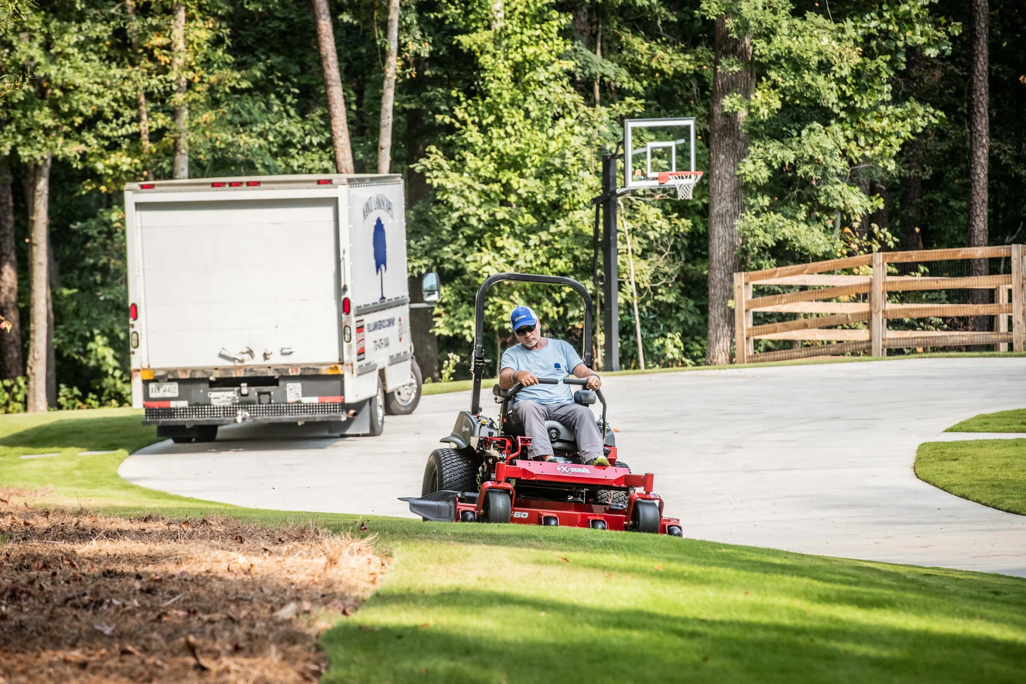 Exmark Lazer Z S Series Zero Turn Rider LRS801GKA72RA1 Exmark Lazer Z S Series Zero Turn Rider Lrs801Gka72Ra1 Landscapers Mowing Lawn Road product image