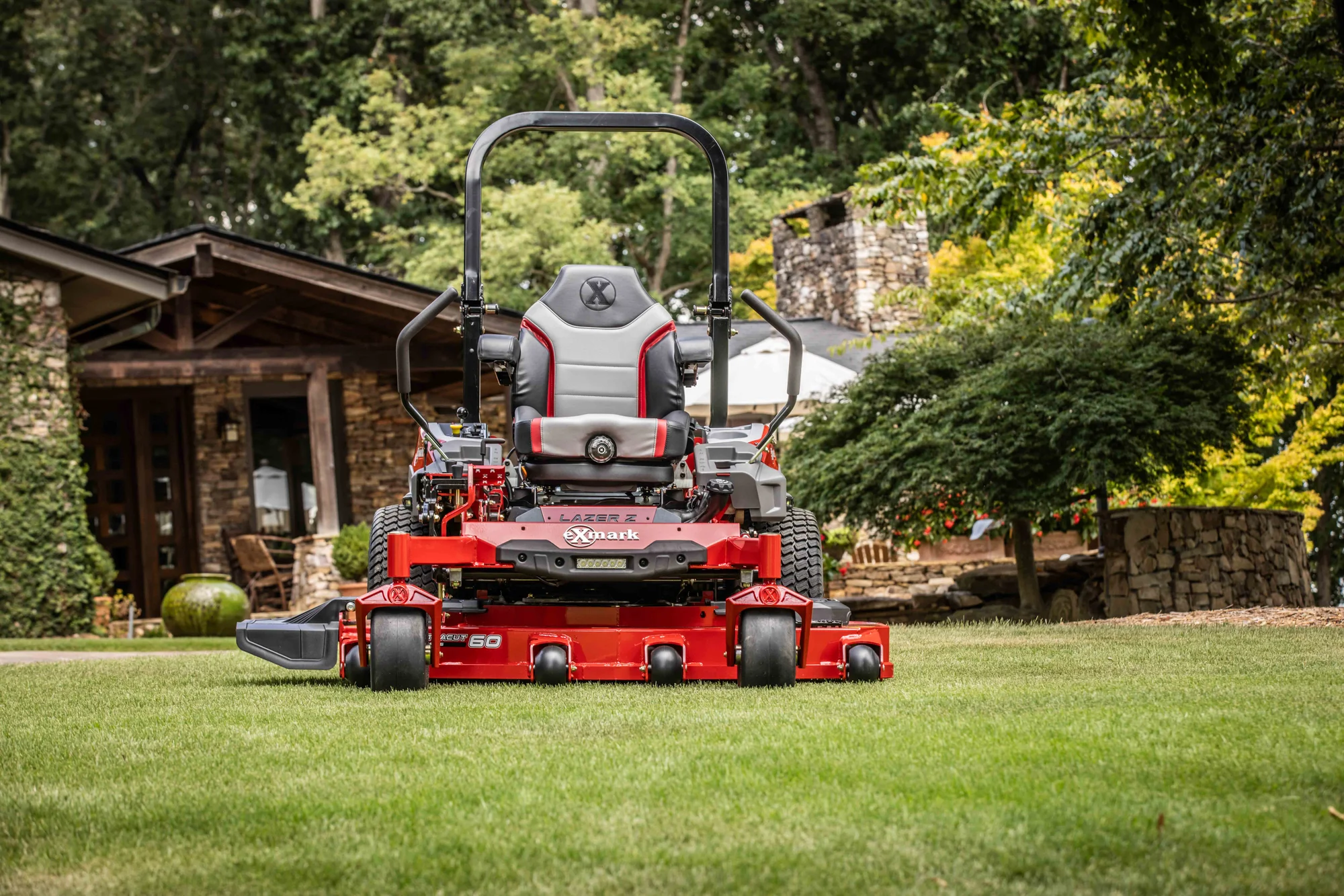 Exmark Lazer Z X Series Zero Turn Rider Lrx993Ebx726Q1 Mower House Front View Closeup product image