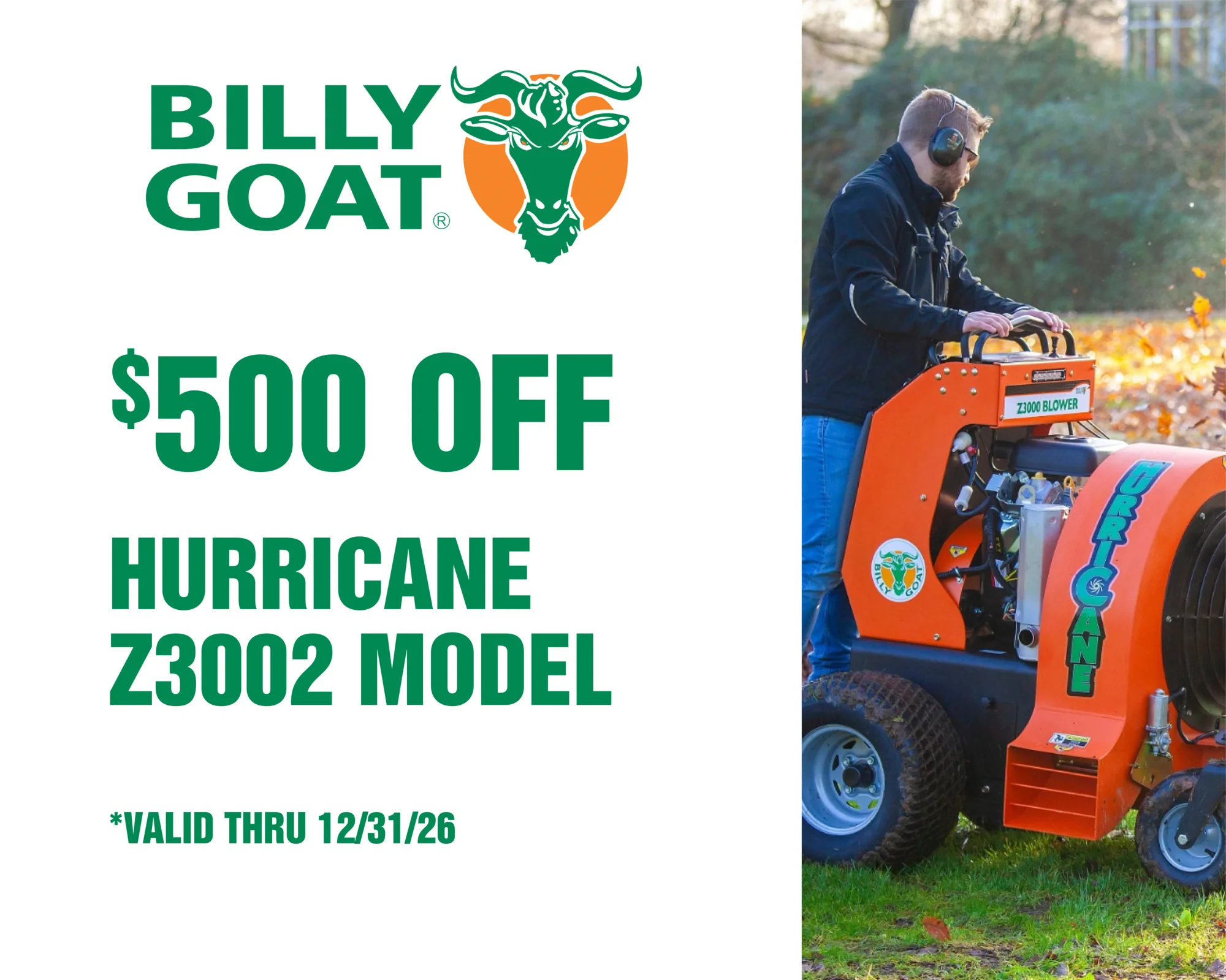 Billy Goat Hurricane Zero Turn Stand On Blower Z3002