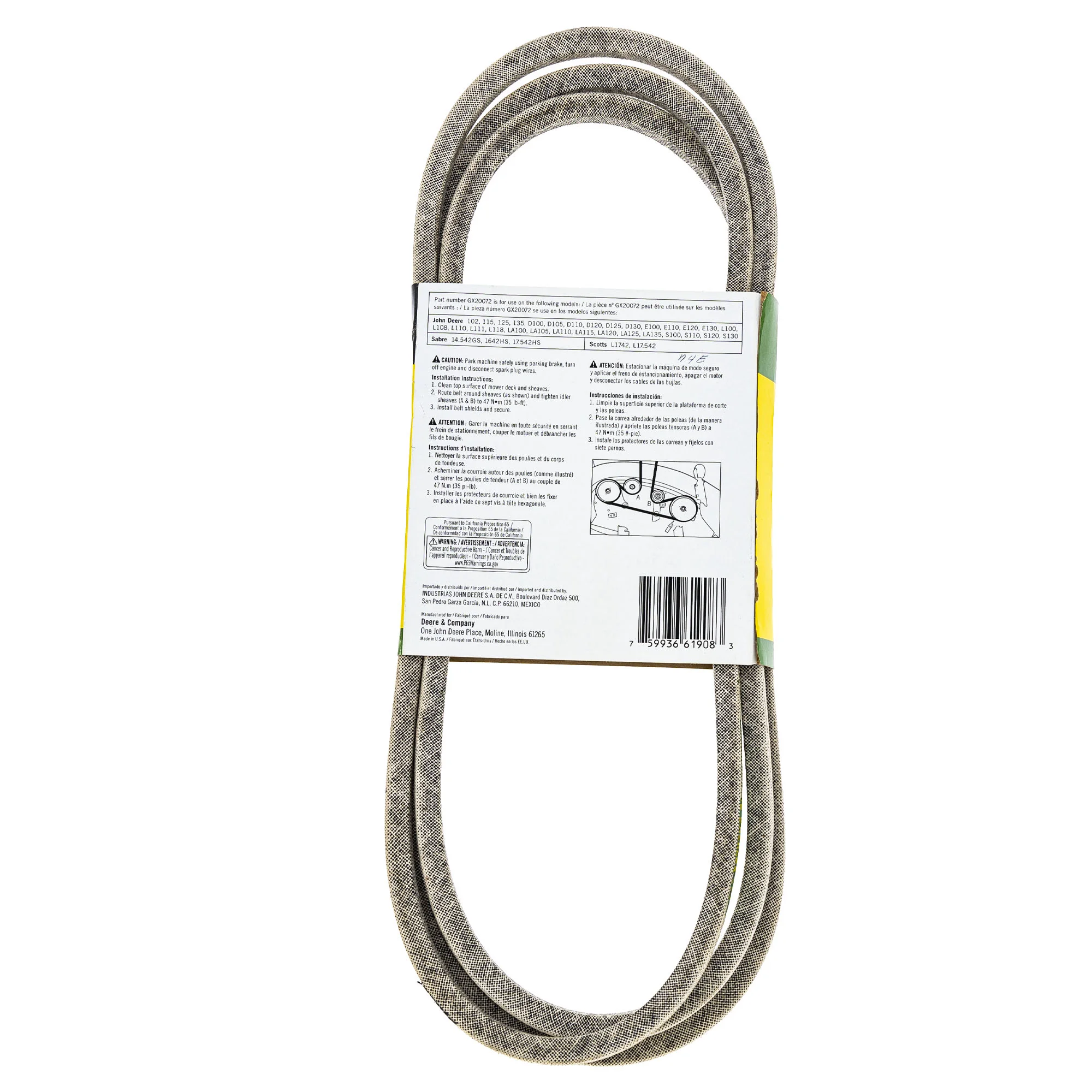 John Deere Flat Deck Belt Part GX20072