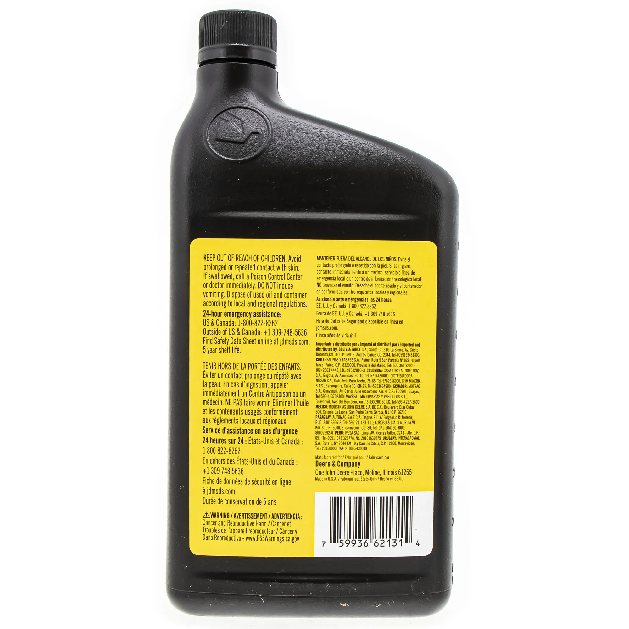 John Deere Turf-Gard SAE 10W-30 4-Cycle Engine Oil 1 Quart Bottle Part TY22029 John Deere Jdty22029 3 product image