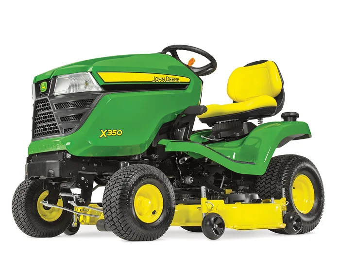 John Deere Select X300 Series Lawn Tractor X350 48 Front View Right product image