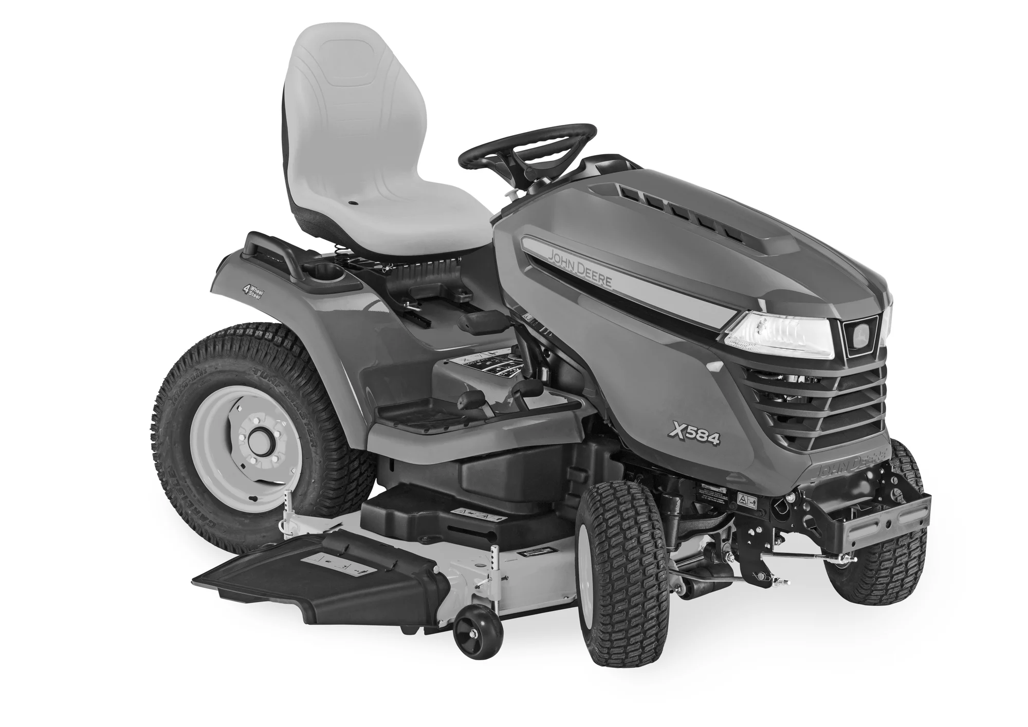John Deere Select X500 Series Garden Tractor X590 John Deere X500 Select Series Lawn Tractor X590 Side View Left Black And White product image