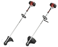 Shindaiwa T Series Trimmer T262 Product Overhead Left Whitebg View Full Standing Side Comparison T262X product image