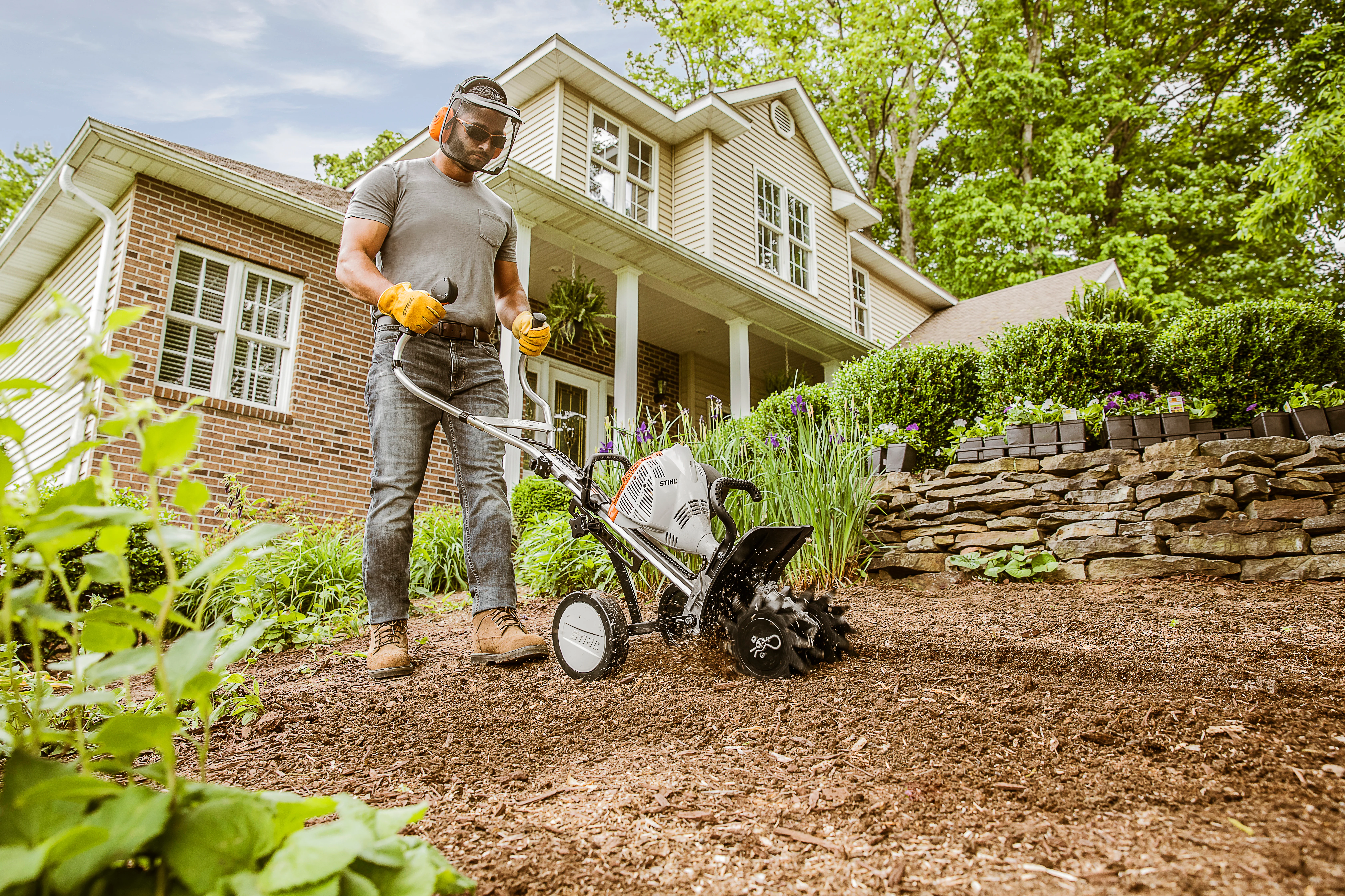 Stihl Cultivator Mm 56 Ce Yard Boss Wide Angle Action product image