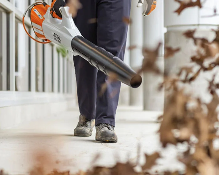 Stihl Handheld Blower Bga 100 Blowing Leaves product image