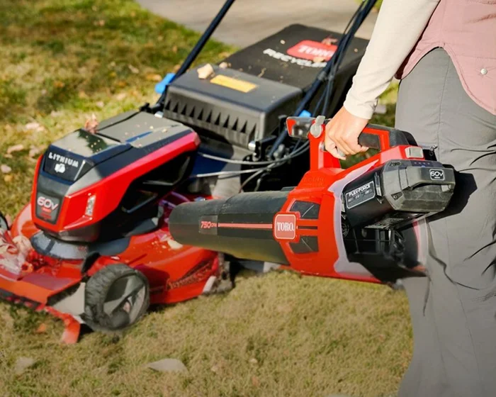 Toro 60V MAX Leaf Blower 51826 Toro 60V Max 750 Series Leaf Blower 51826 Battery Installation Closeup product image