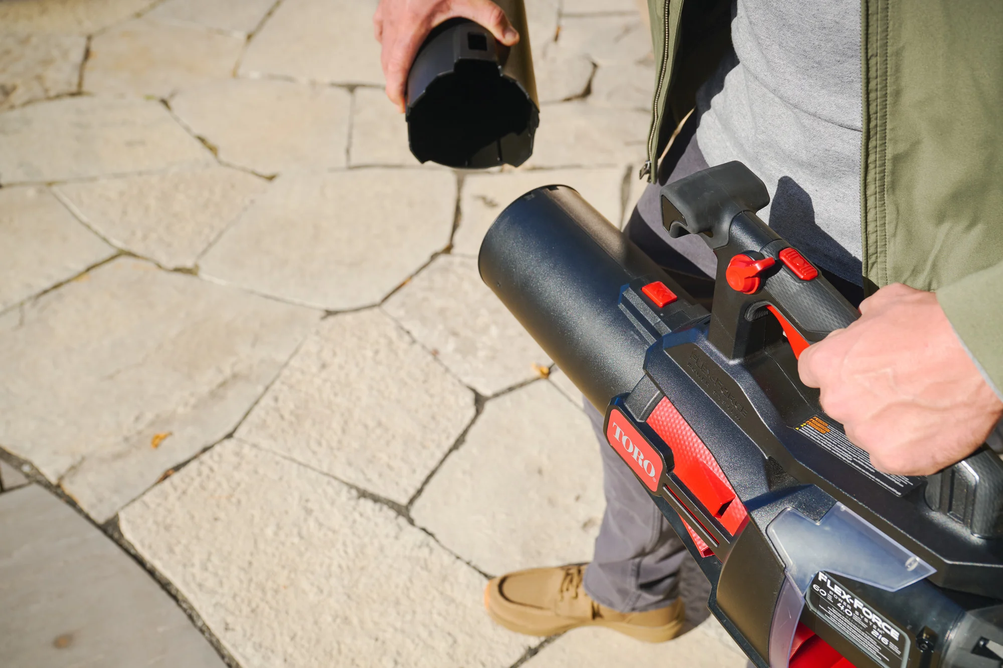 Toro 60V MAX Leaf Blower 51826 Toro 60V Max 750 Series Leaf Blower 51826 Tube Removal Closeup product image