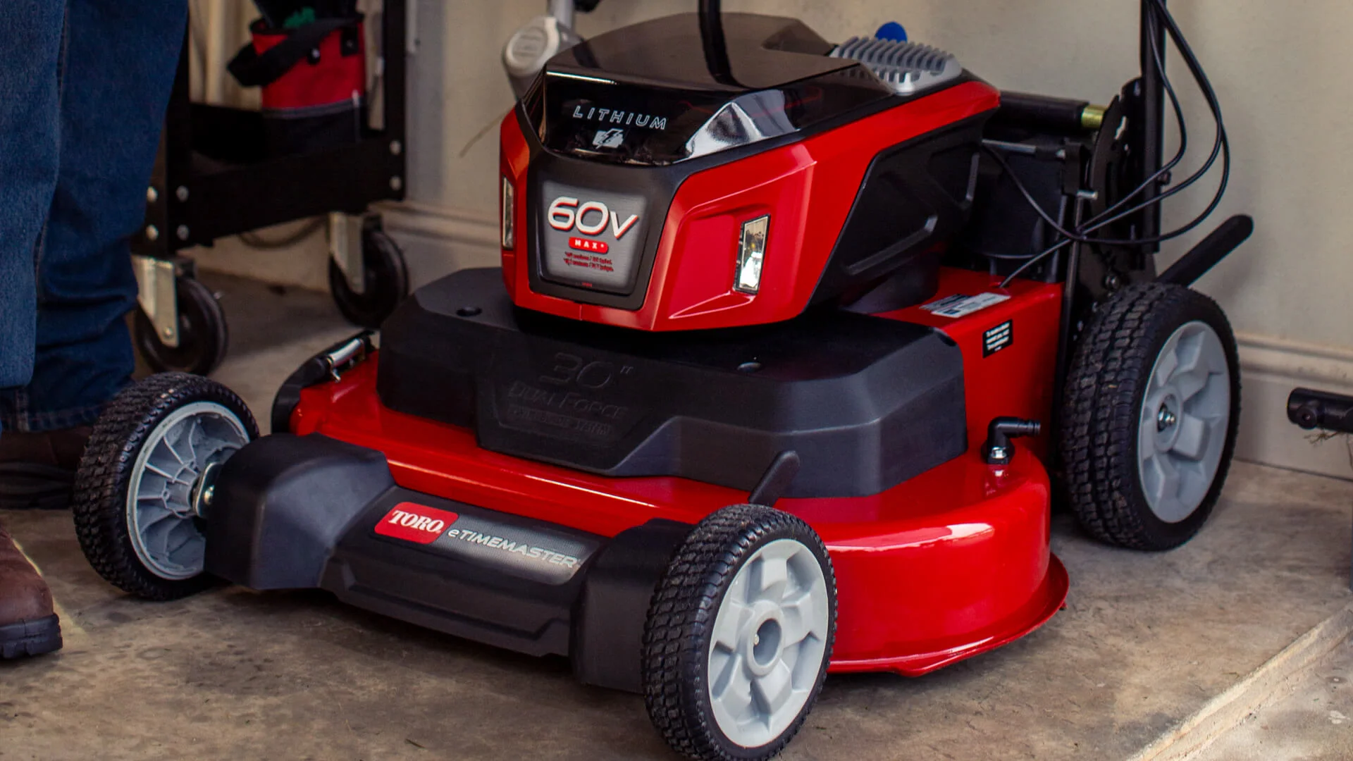 Toro 60V Max E Timemaster Series Walk Behind Mowers Space Saving Storage feature image