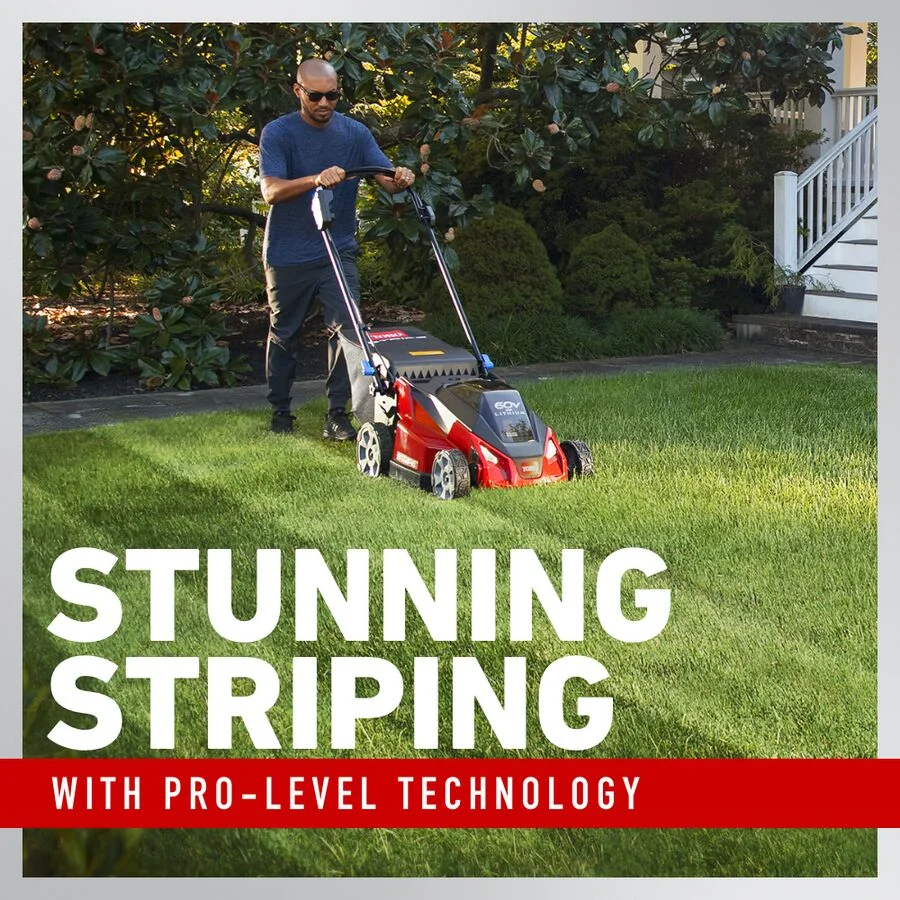 Toro 60V Max Stripe Series Walk Behind Mowers Built In Lawn Striping Roller feature image