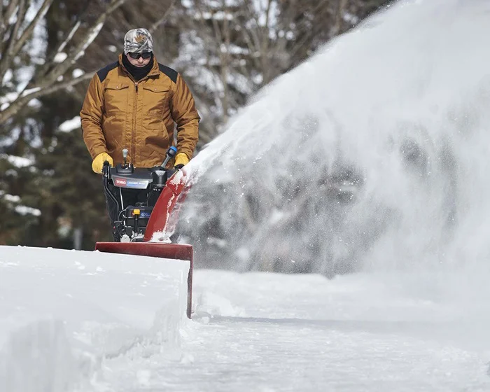 Toro Power Max Series Two Stage Snow Blower 37799 Front View In Use product image