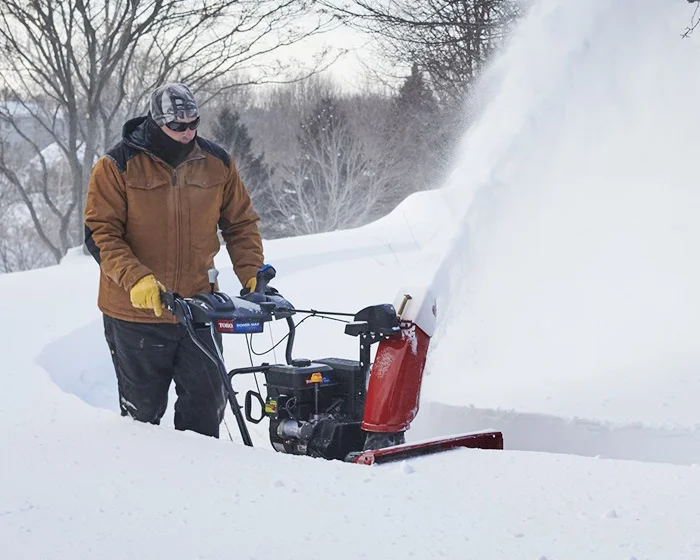 Toro Two Stage Power Max 826 OE Snow Blower 37799 Toro Power Max Series Two Stage Snow Blower 37799 Front View Left In Use product image