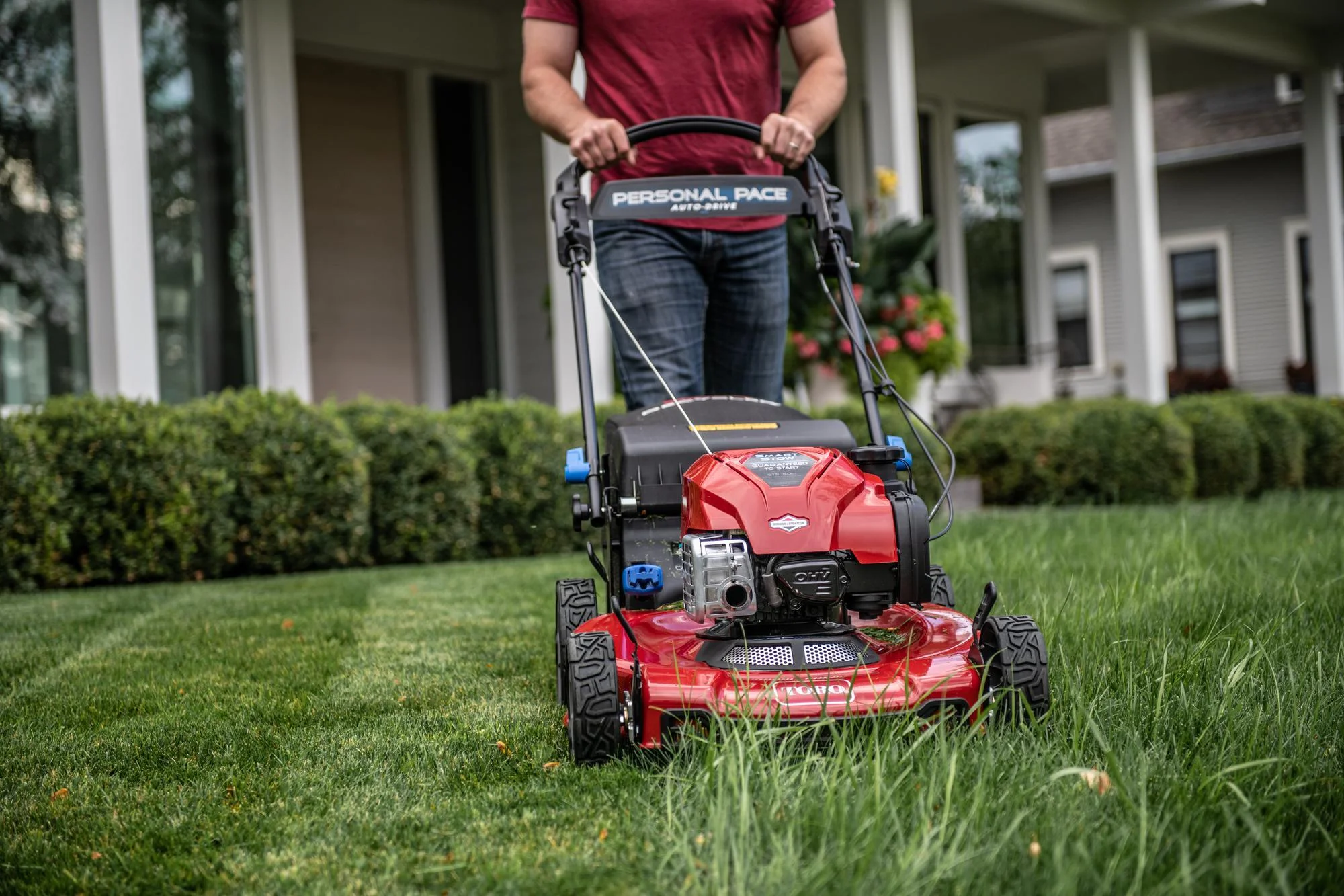 Toro Recycler Series Walk Behind Lawn Mower 21465 Front View Cutting Lawn