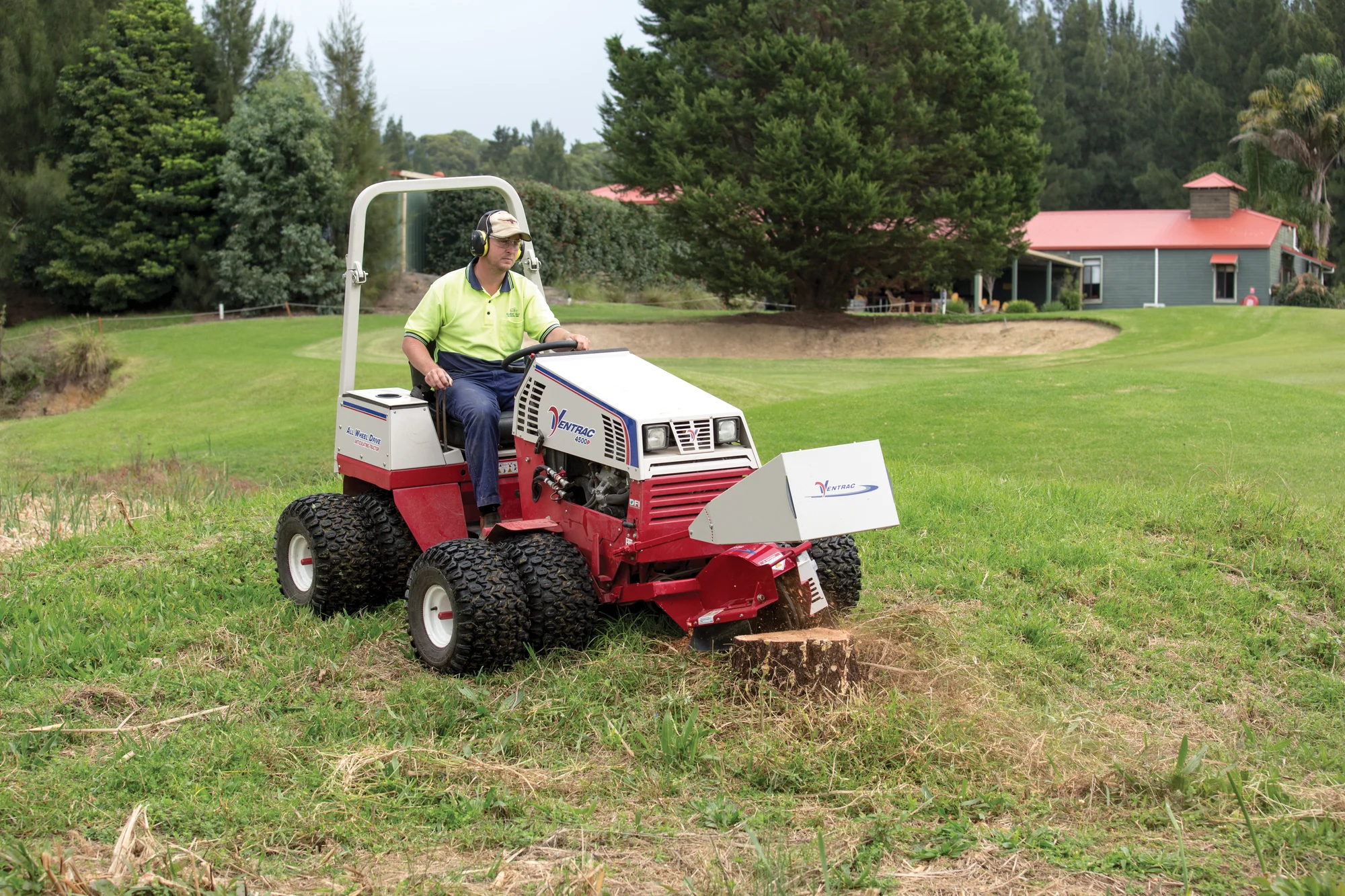 Ventrac P Series Compact Utility Tractors 4500P Front View Left Stump Grinder product image