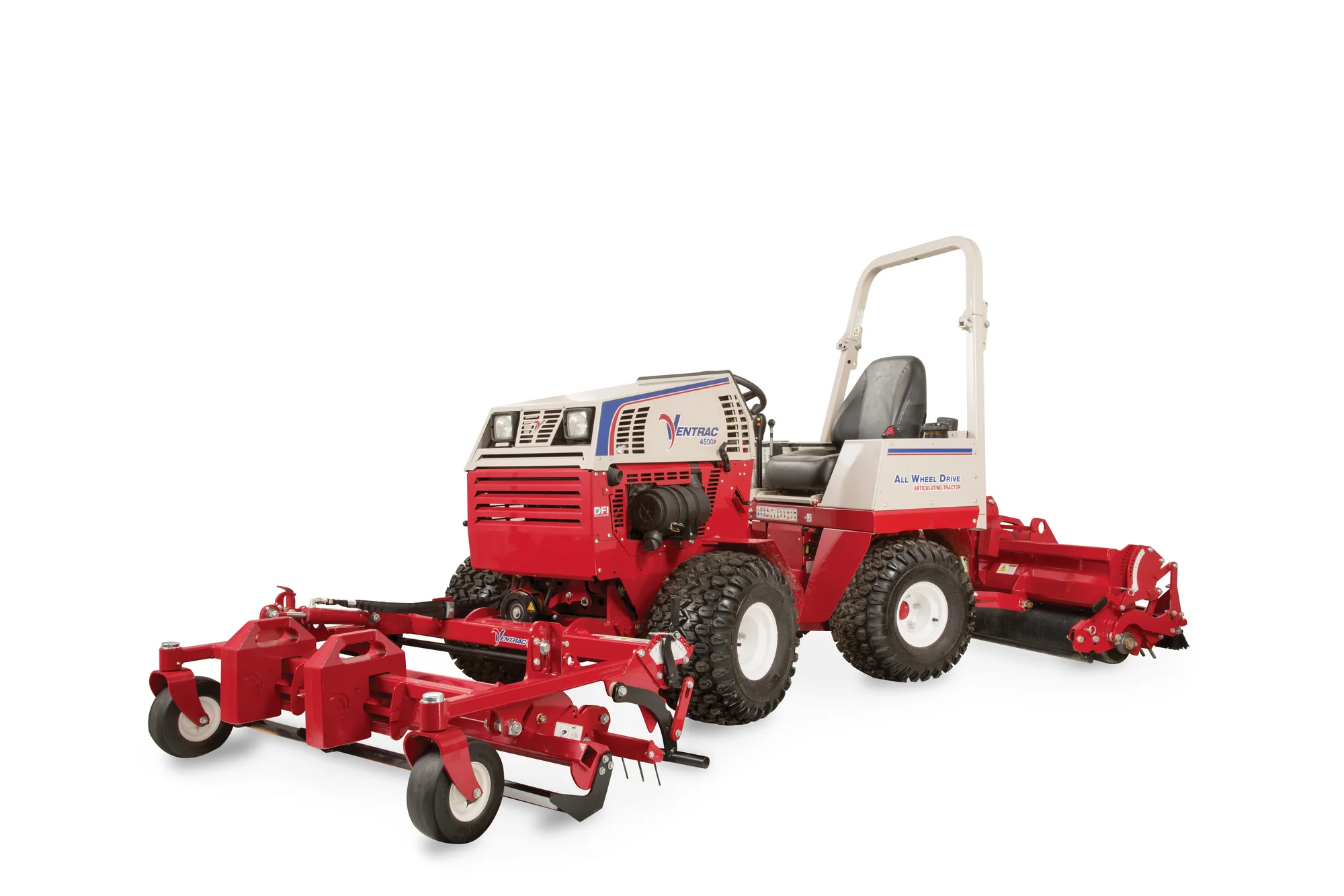 Used Ventrac 4500P All-Wheel Drive Articulating Tractor with 72 in Mower Deck TR5016FRTM Ventrac P Series Compact Utility Tractors 4500P Front View Left Wide Attachments product image