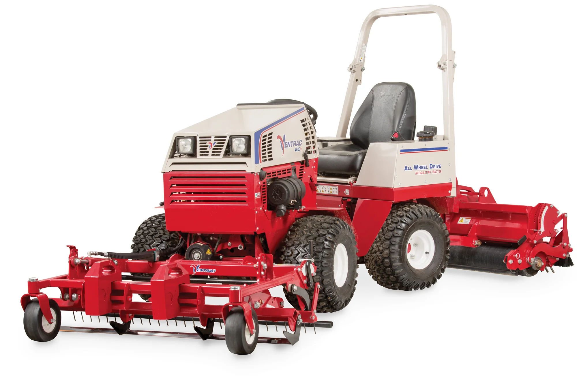 Used Ventrac 4500P All-Wheel Drive Articulating Tractor with 72 in Mower Deck TR5016FRTM Ventrac P Series Compact Utility Tractors 4500P Front View Right Attachments product image