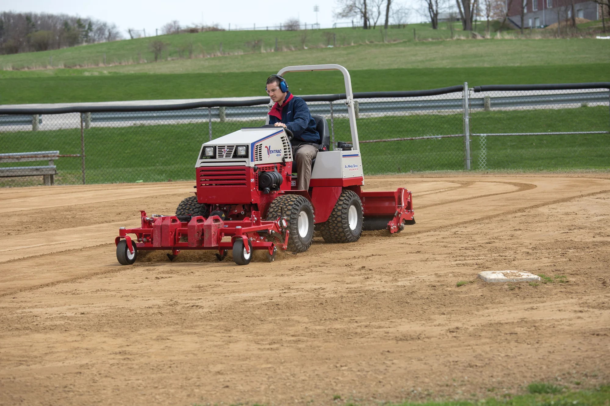 Used Ventrac 4500P All-Wheel Drive Articulating Tractor with 72 in Mower Deck TR5016FRTM Ventrac P Series Compact Utility Tractors 4500P Front View Right Park Maintance product image