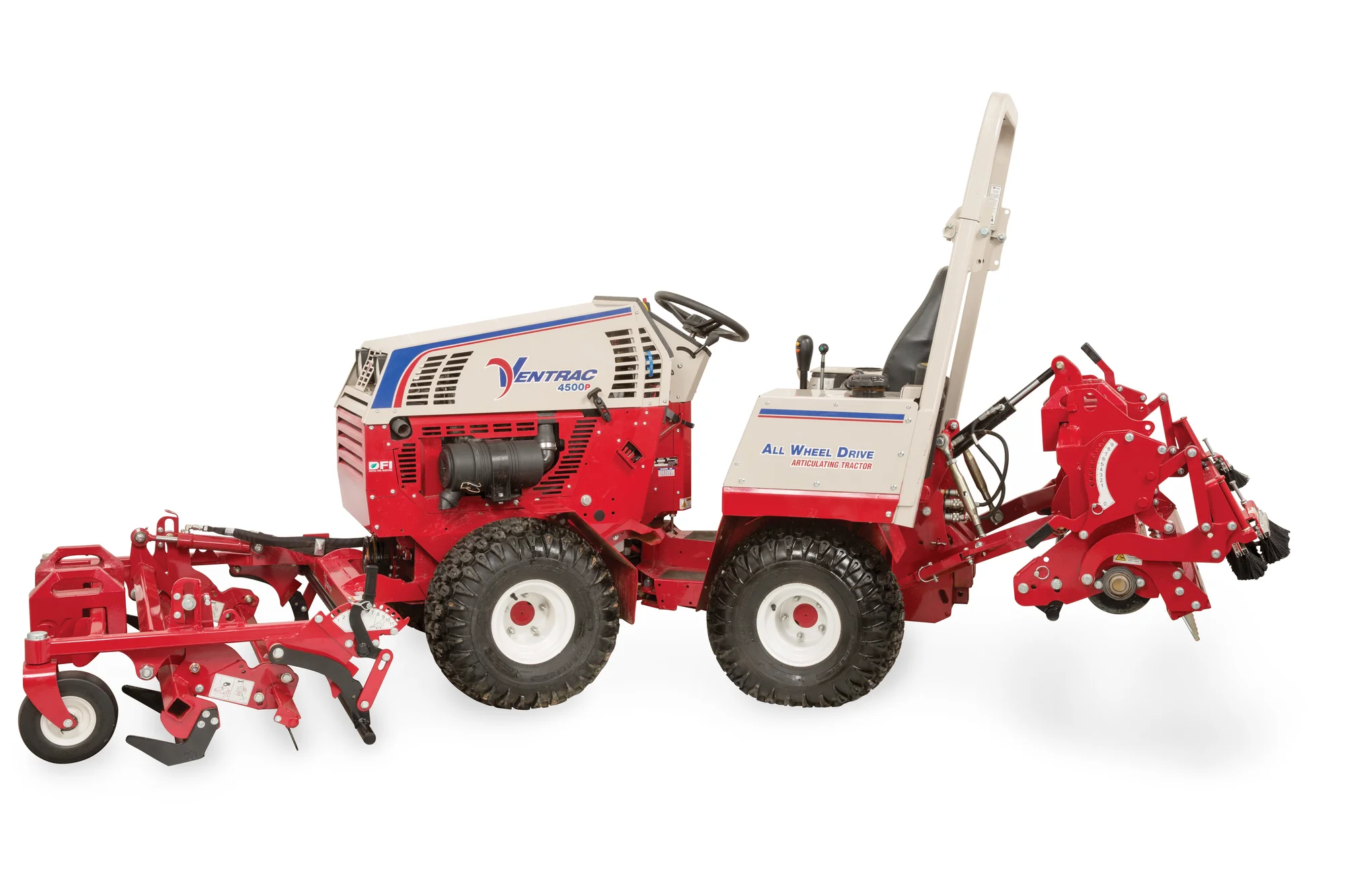 Ventrac P Series Compact Utility Tractors 4500P Side View Attachments Back Raised product image