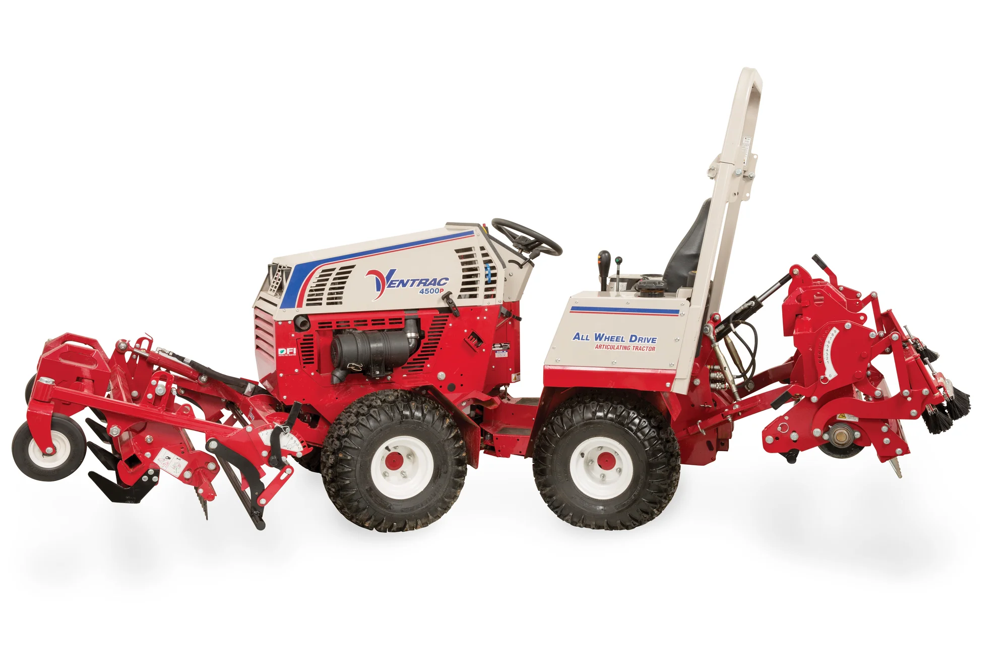 Ventrac P Series Compact Utility Tractors 4500P Side View Right Attachments Front Back Raised product image