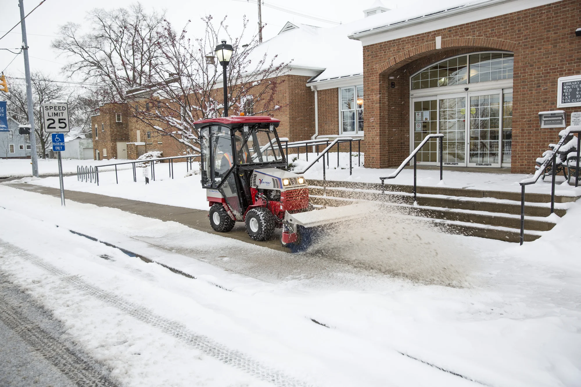 Ventrac P Series Compact Utility Tractors 4500P Snow Sweeper Clearing Sidewalk product image