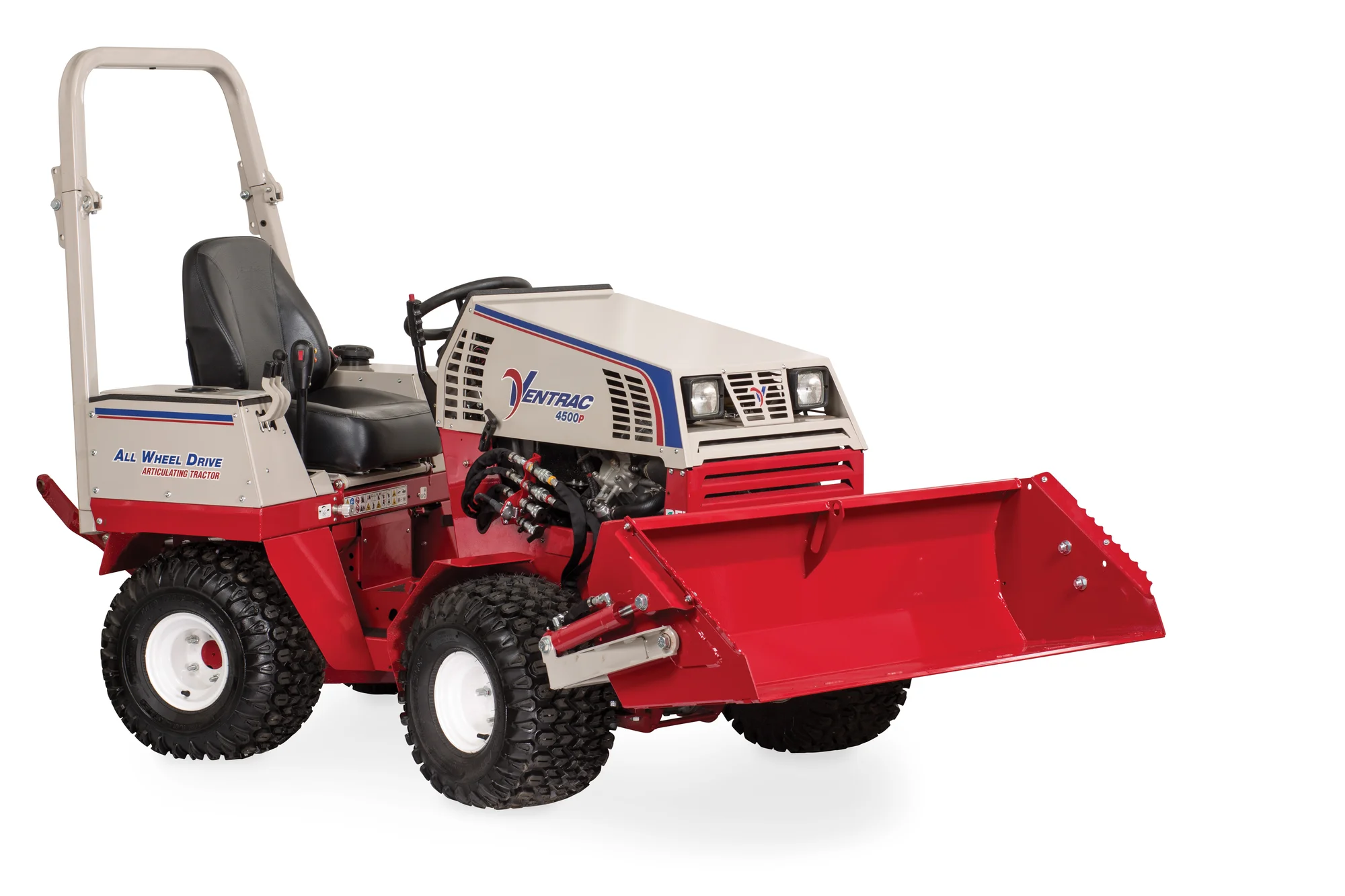 Ventrac P Series Compact Utility Tractors 4520P Front View Left Bucket Up product image