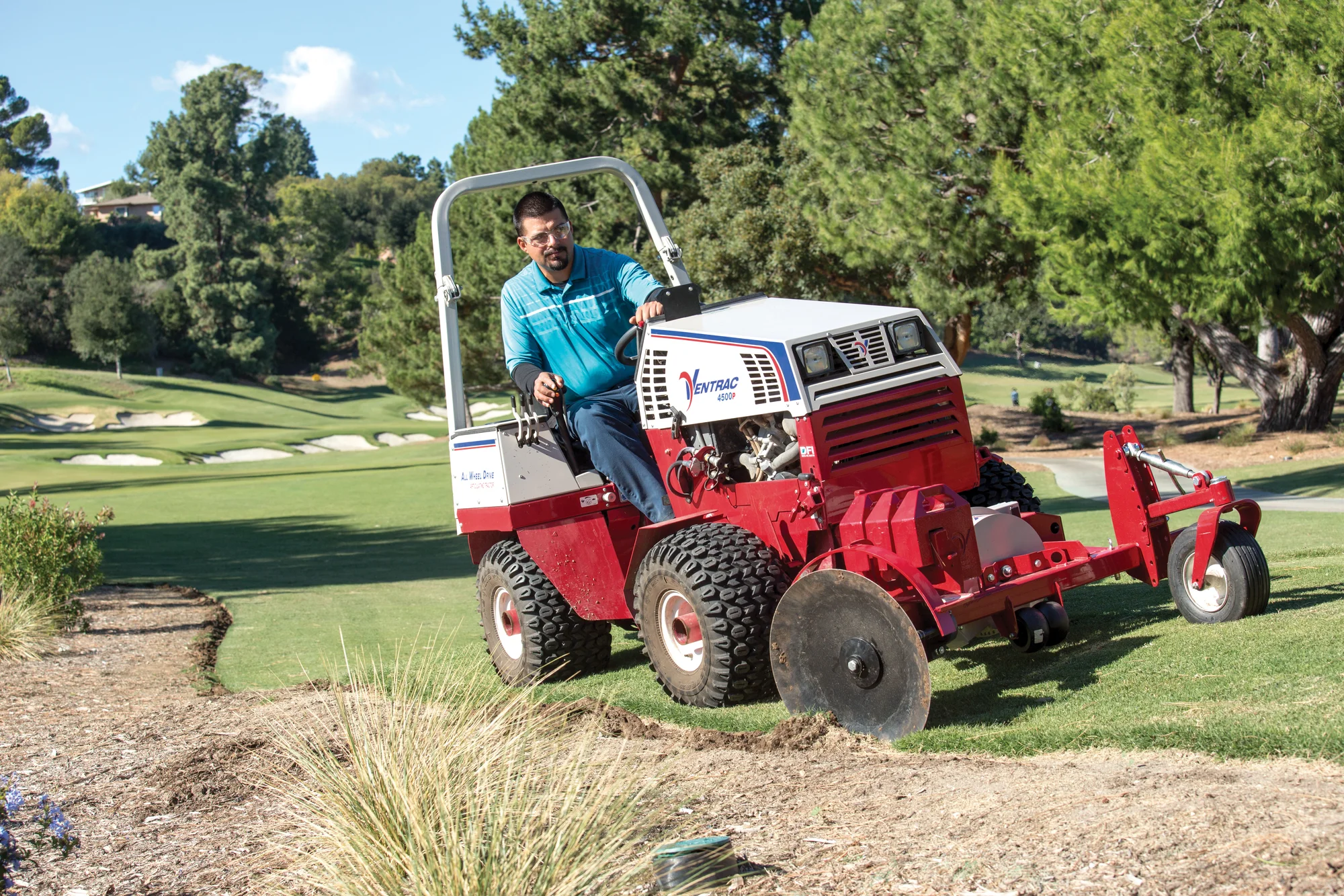 Ventrac 4520 Series Tractor 4520P Ventrac P Series Compact Utility Tractors 4520P Front View Left Edging Turf product image