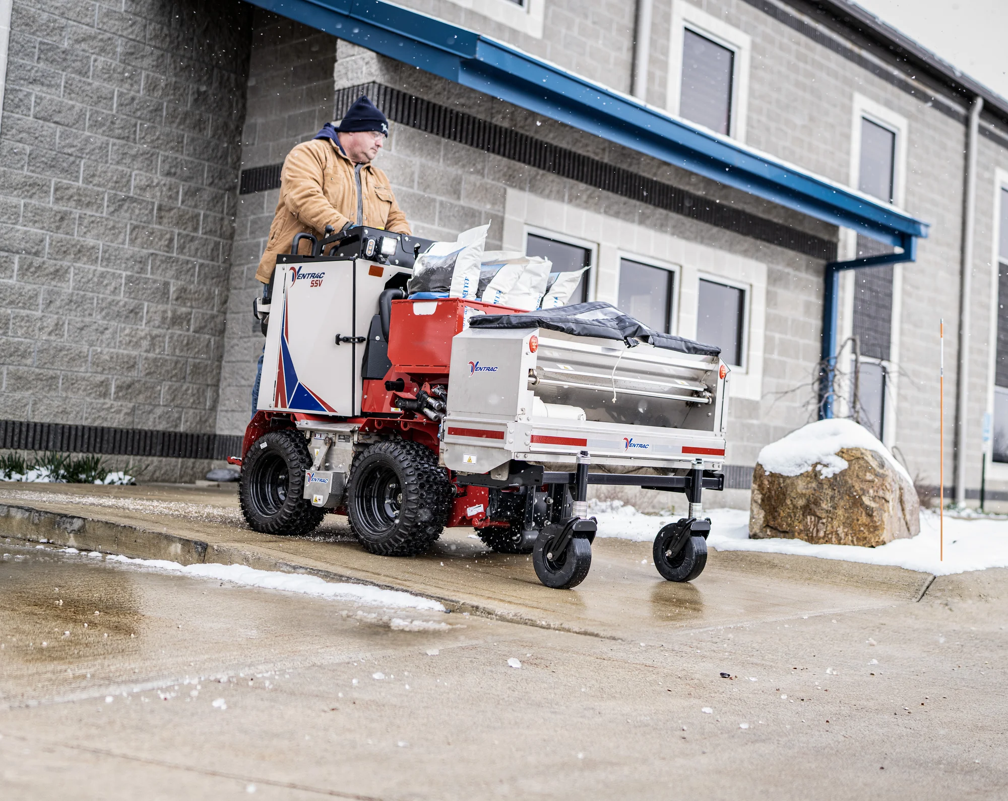 Ventrac Ssv Sidewalk Series Snow Vehicle 2120M Front View Left Salt Spreader product image