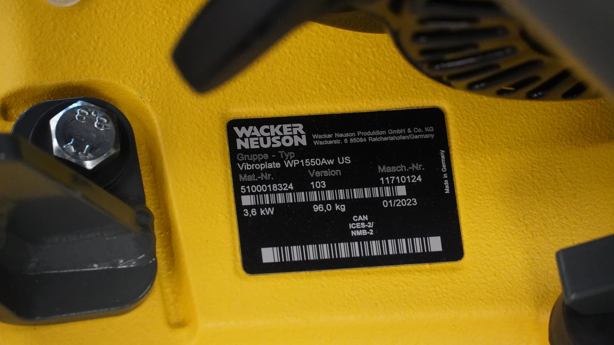 Wacker Vibratory Plate 5100018324 Vibratory Plate 5100018324 Serial Number product image