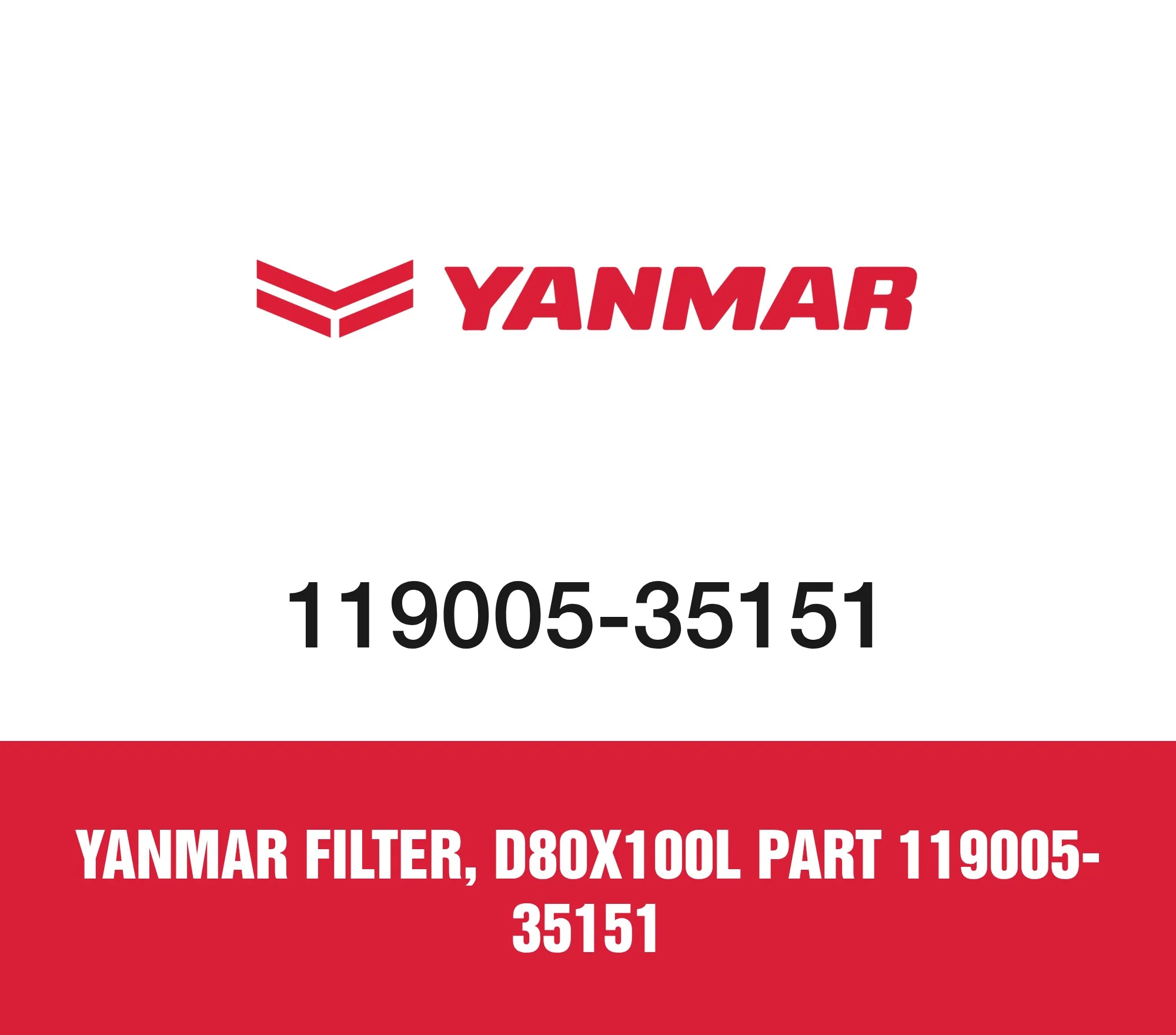 Yanmar Filter, D80X100L Part 119005-35151