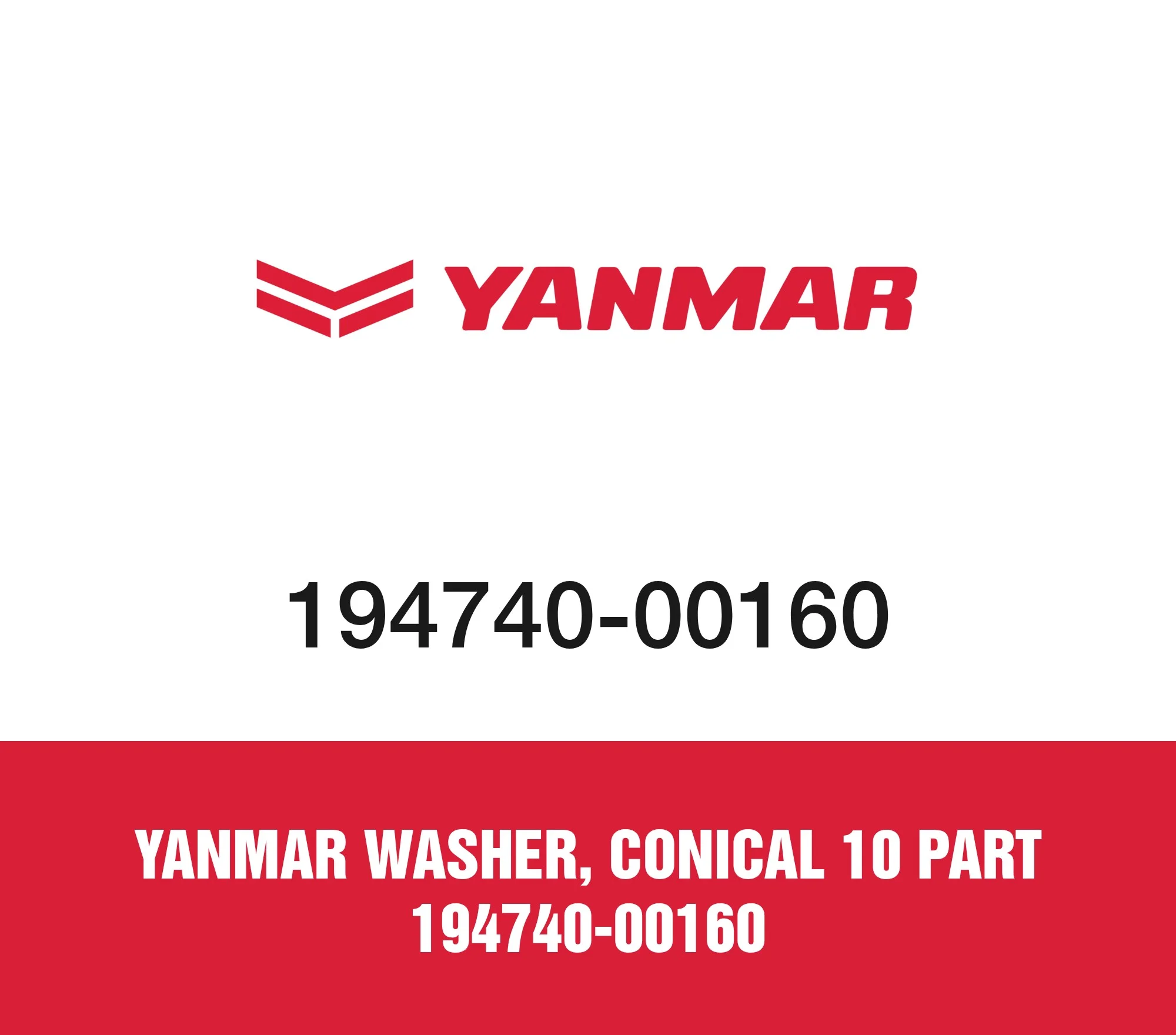 Yanmar WASHER, CONICAL 10 Part 194740-00160