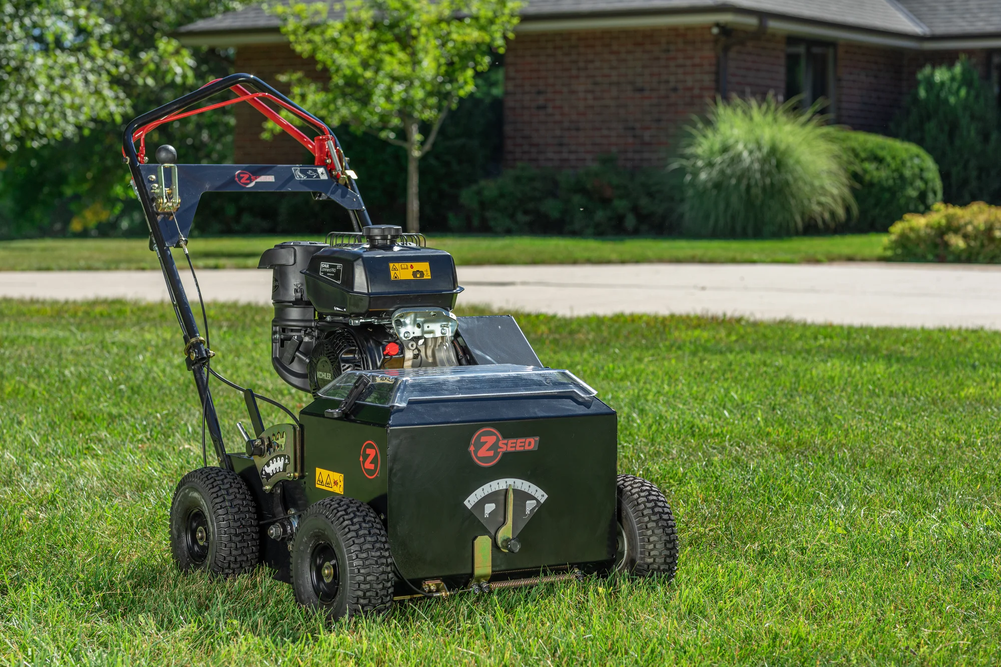 Z Turf Z Seed Walk Behind Slicer Seeder Zd3020 On Lawn Closeup product image