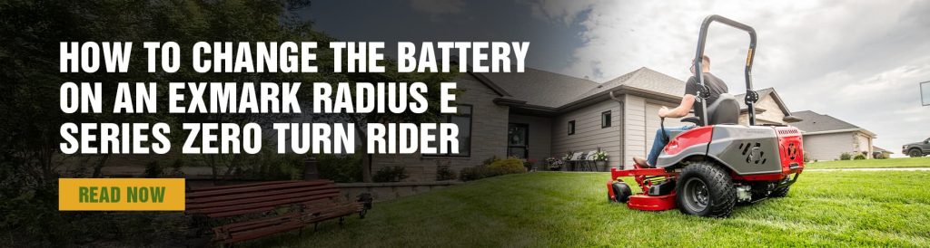 How to change the battery of an Exmark Radius E Series Zero Turn Rider
